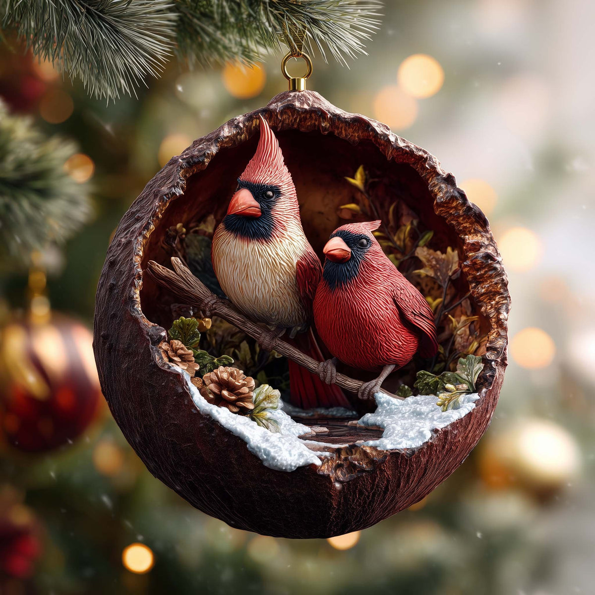 Cardinal Pair Christmas Ornament