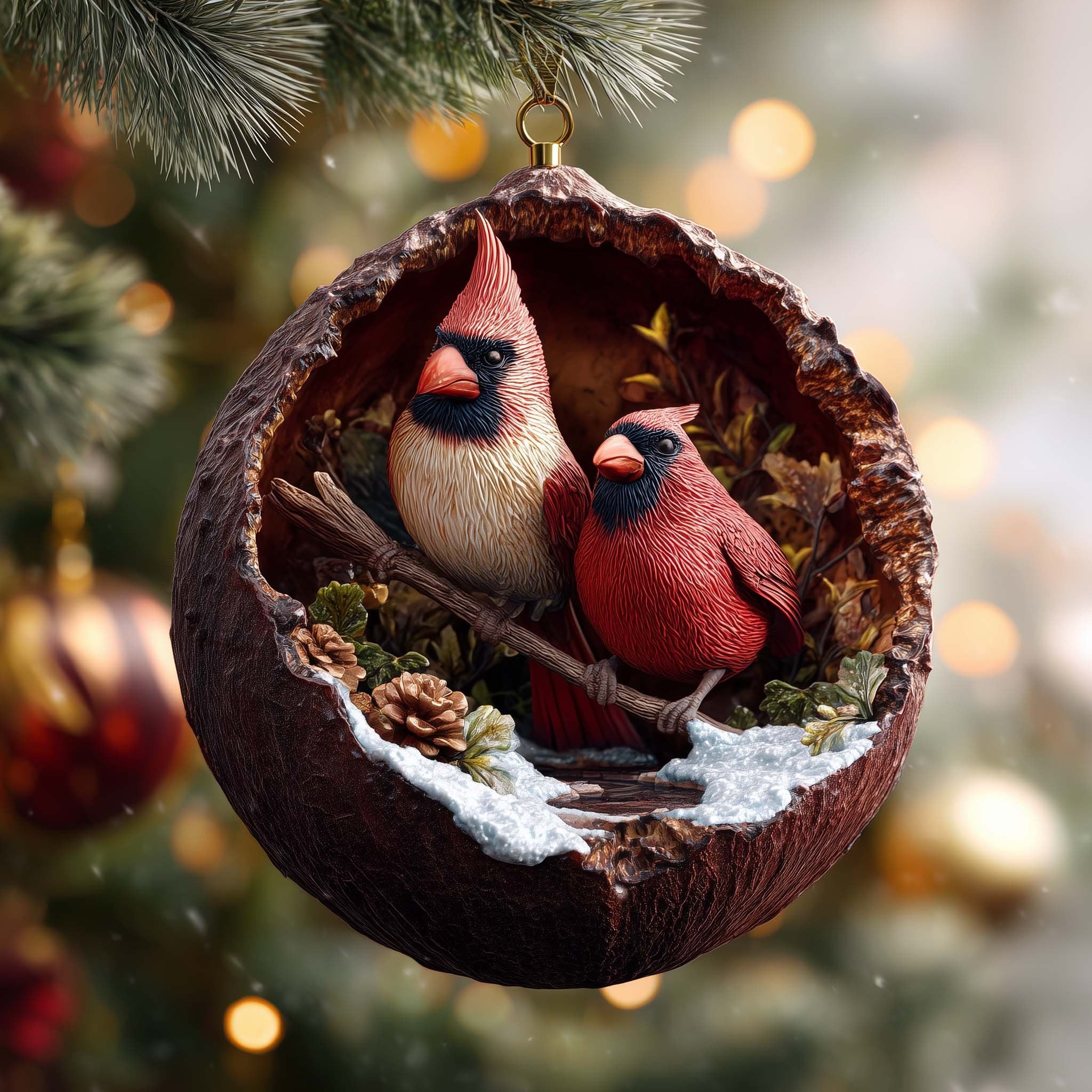 Cardinal Pair Christmas Ornament