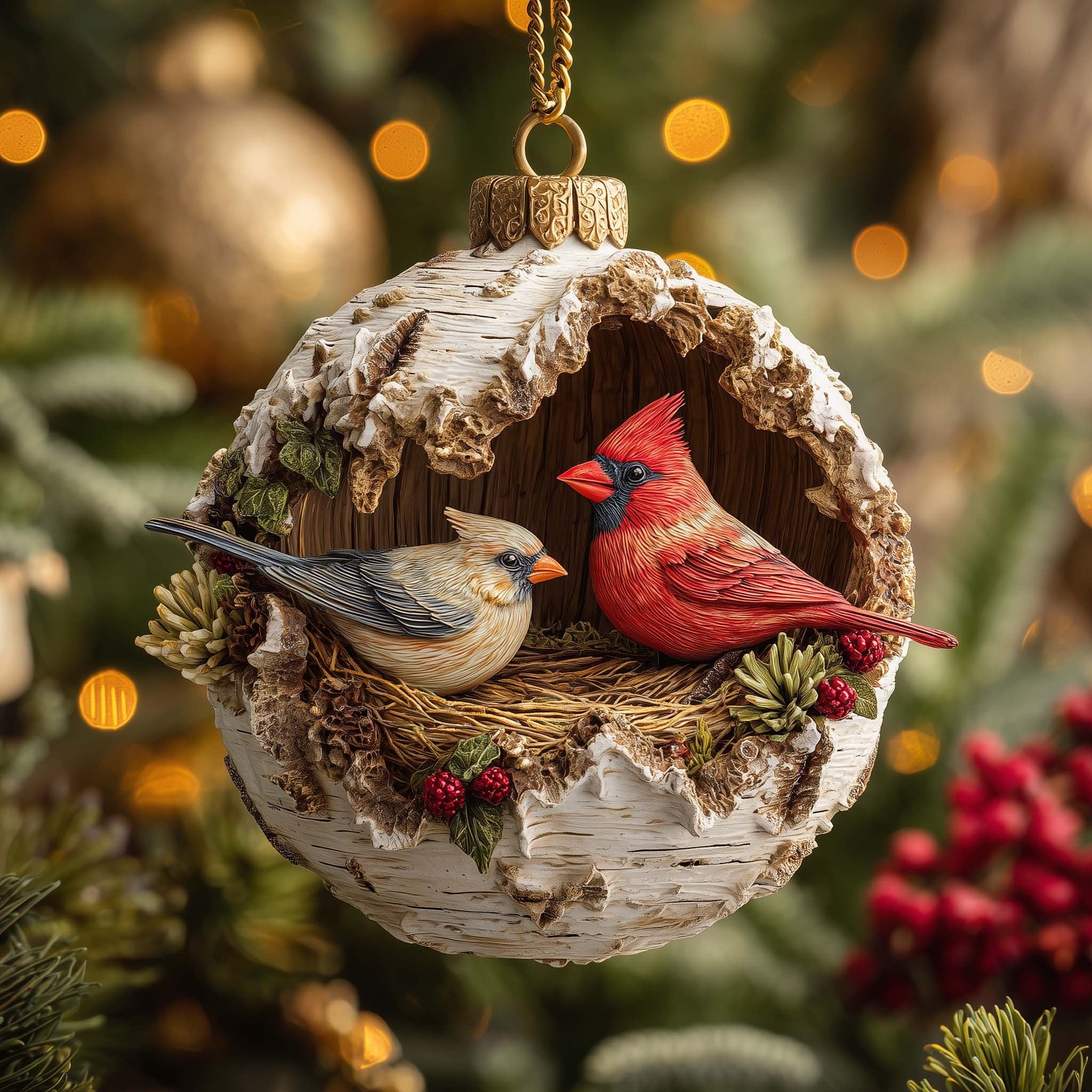 Nested Cardinals Christmas Ornament