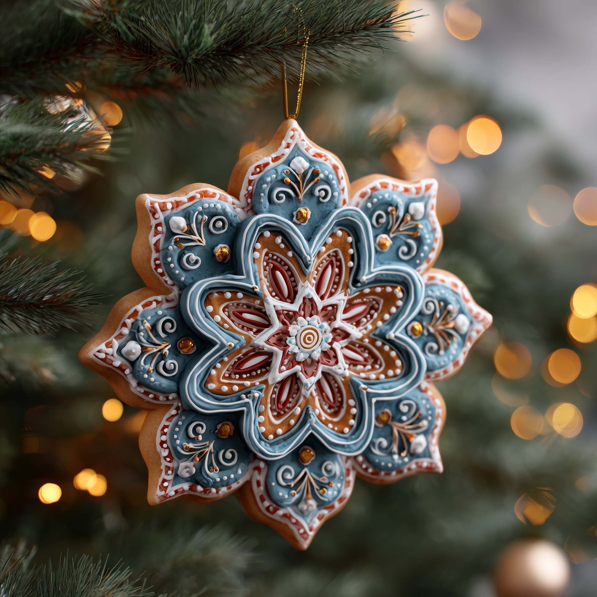 Gingerbread Snowflake Christmas Ornament