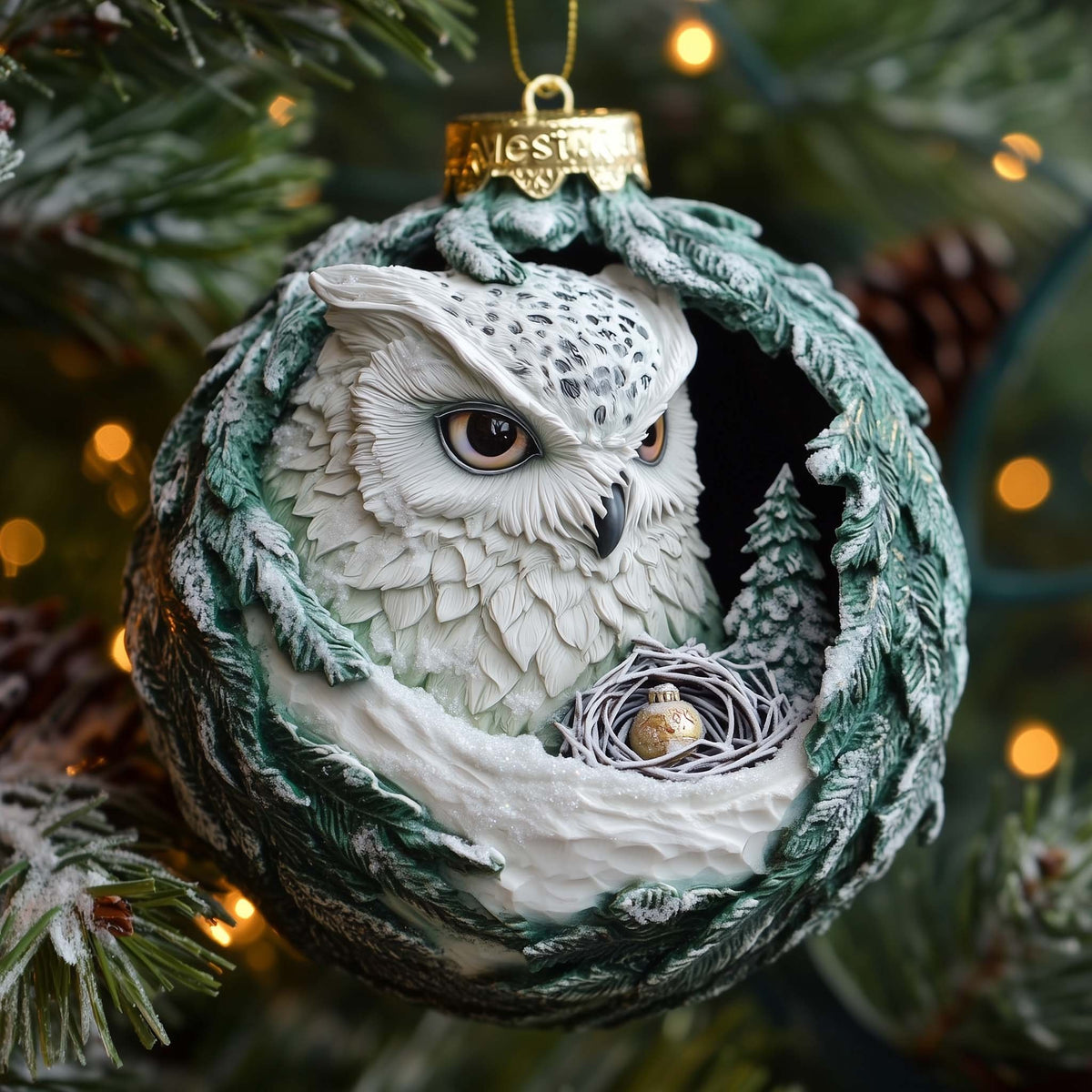 Nesting Owl Christmas Ornament