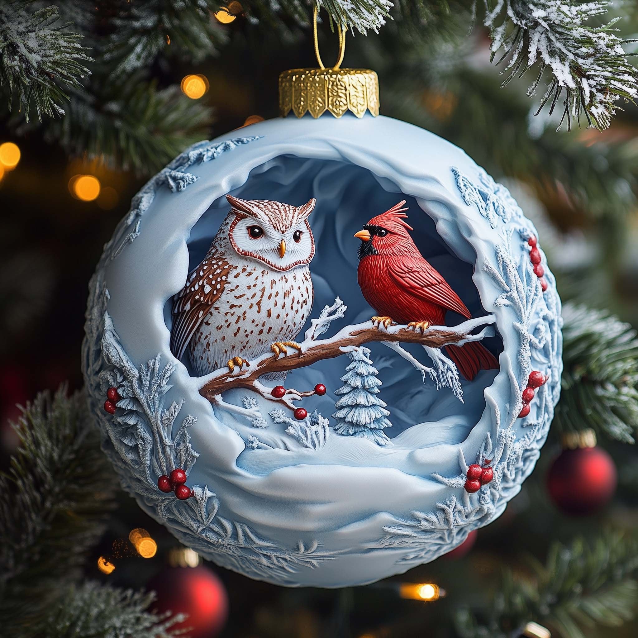Winter Birds Christmas Ornament