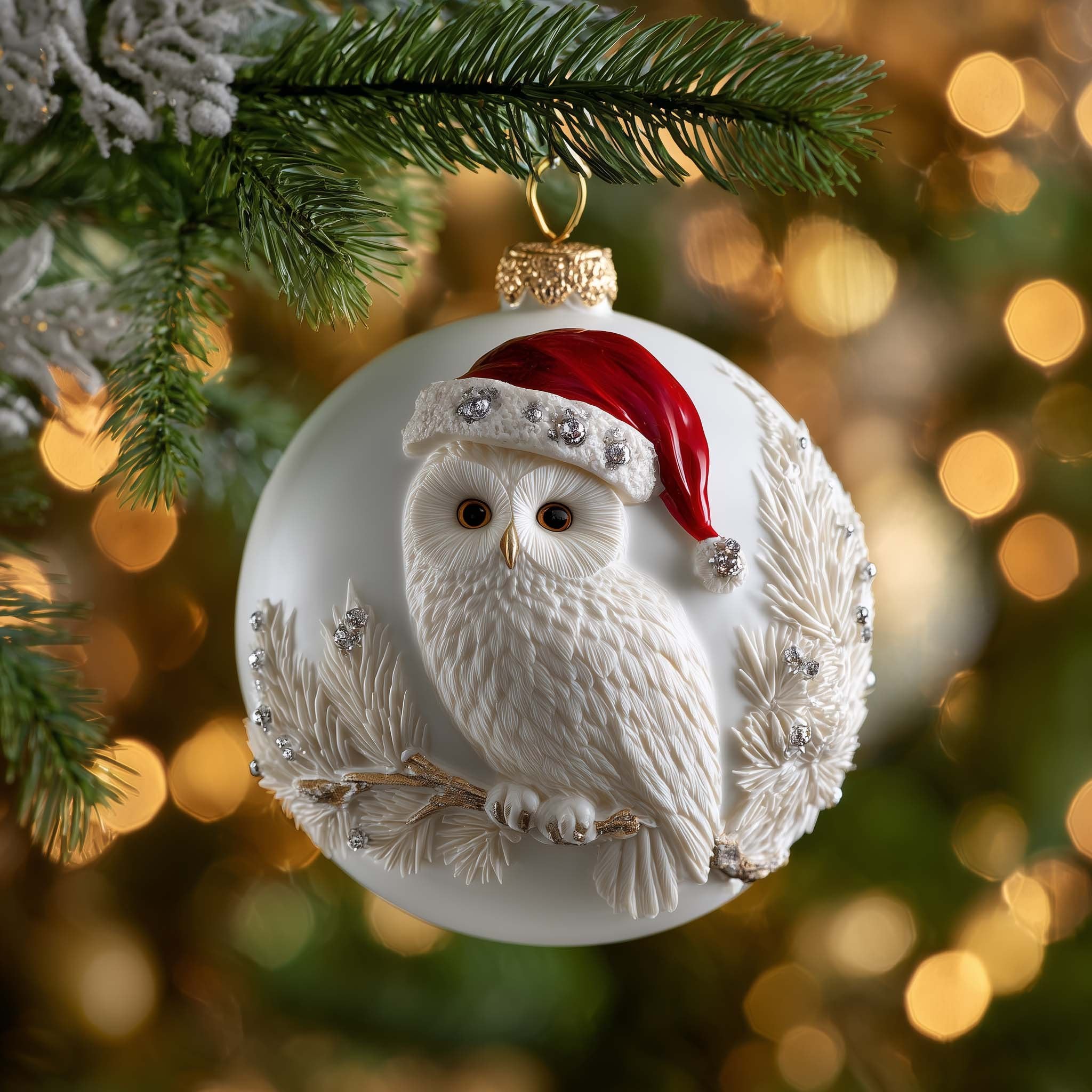 Santa Owl Christmas Ornament