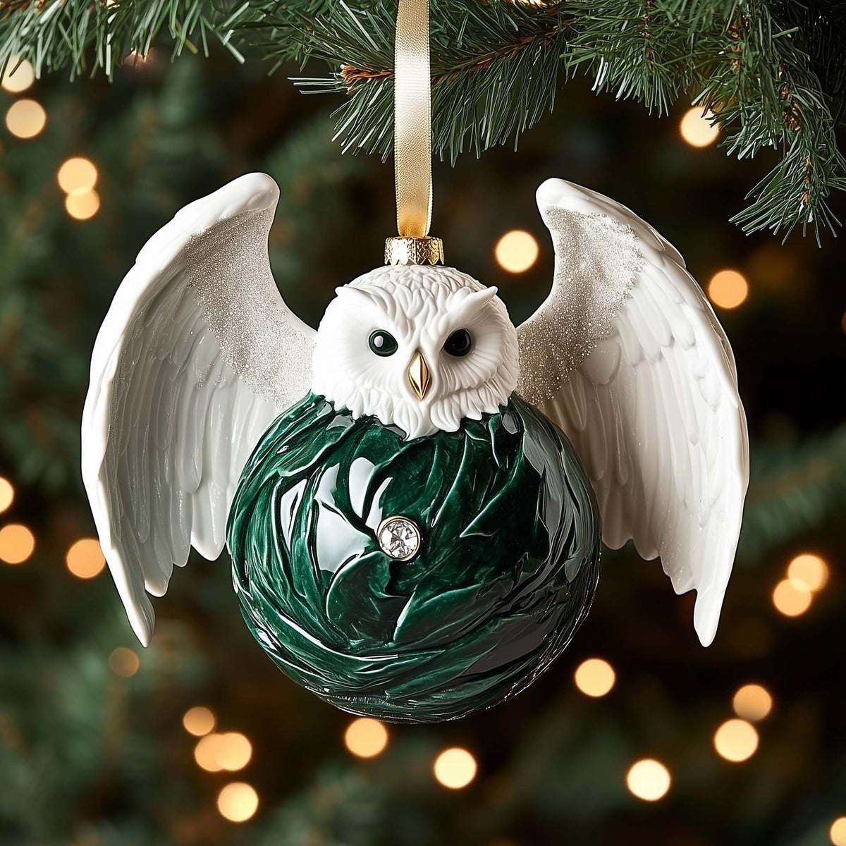 Winged Owl Christmas Ornament