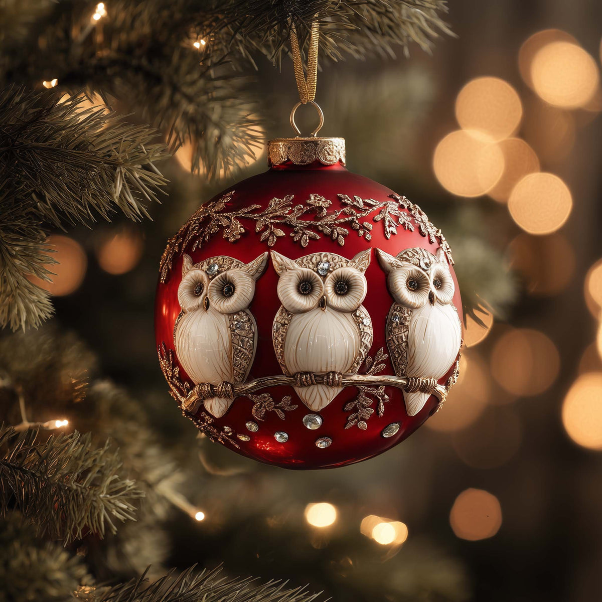 Owl Trio Christmas Ornament