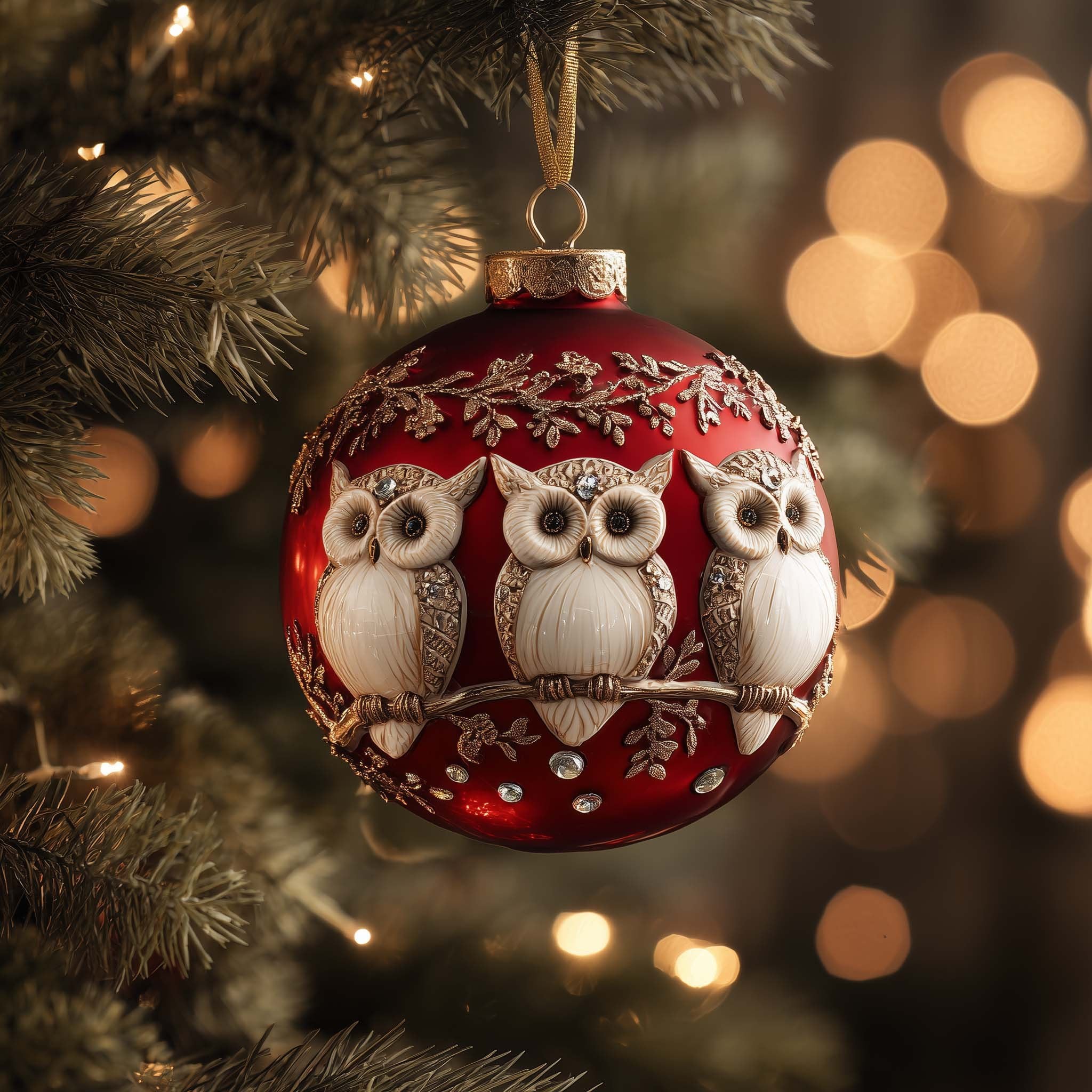 Owl Trio Christmas Ornament