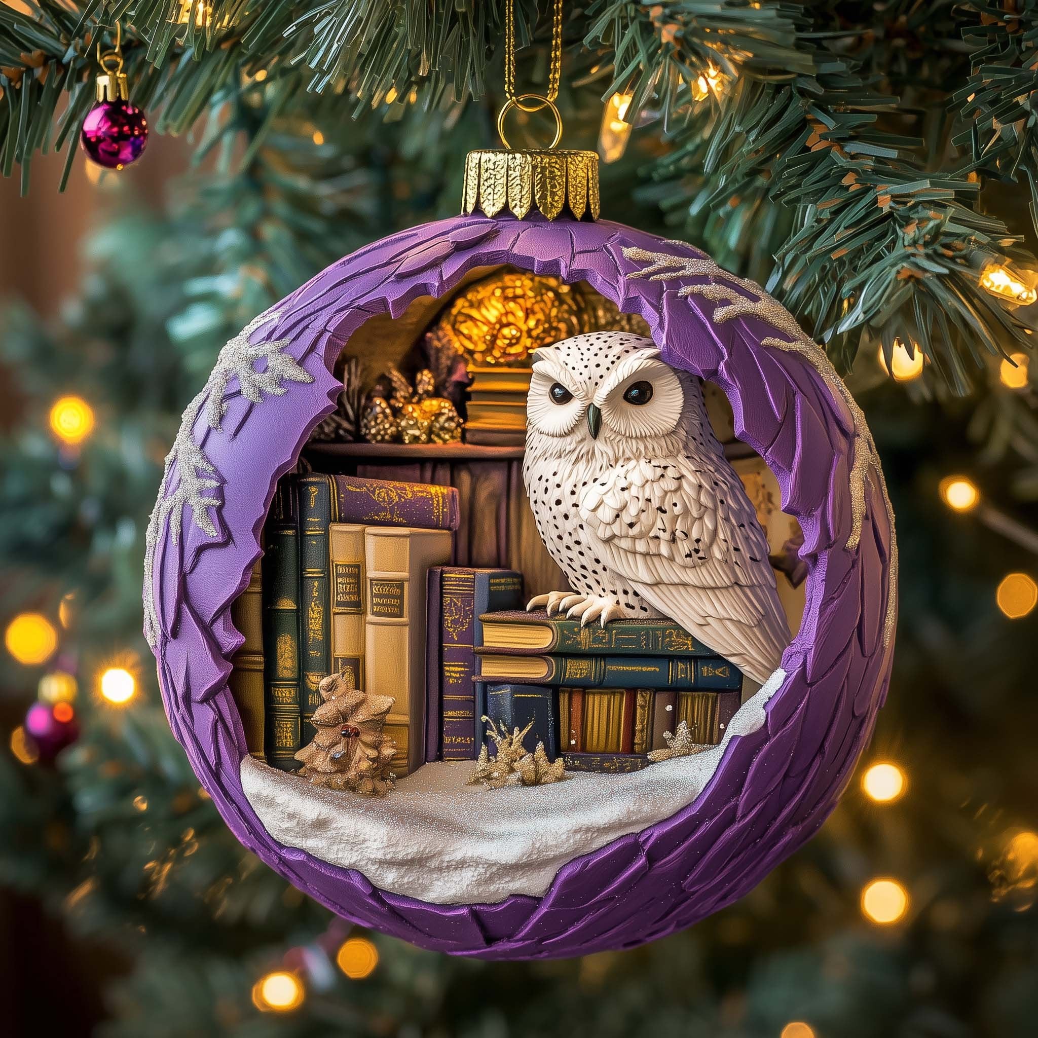 Library Owl Christmas Ornament