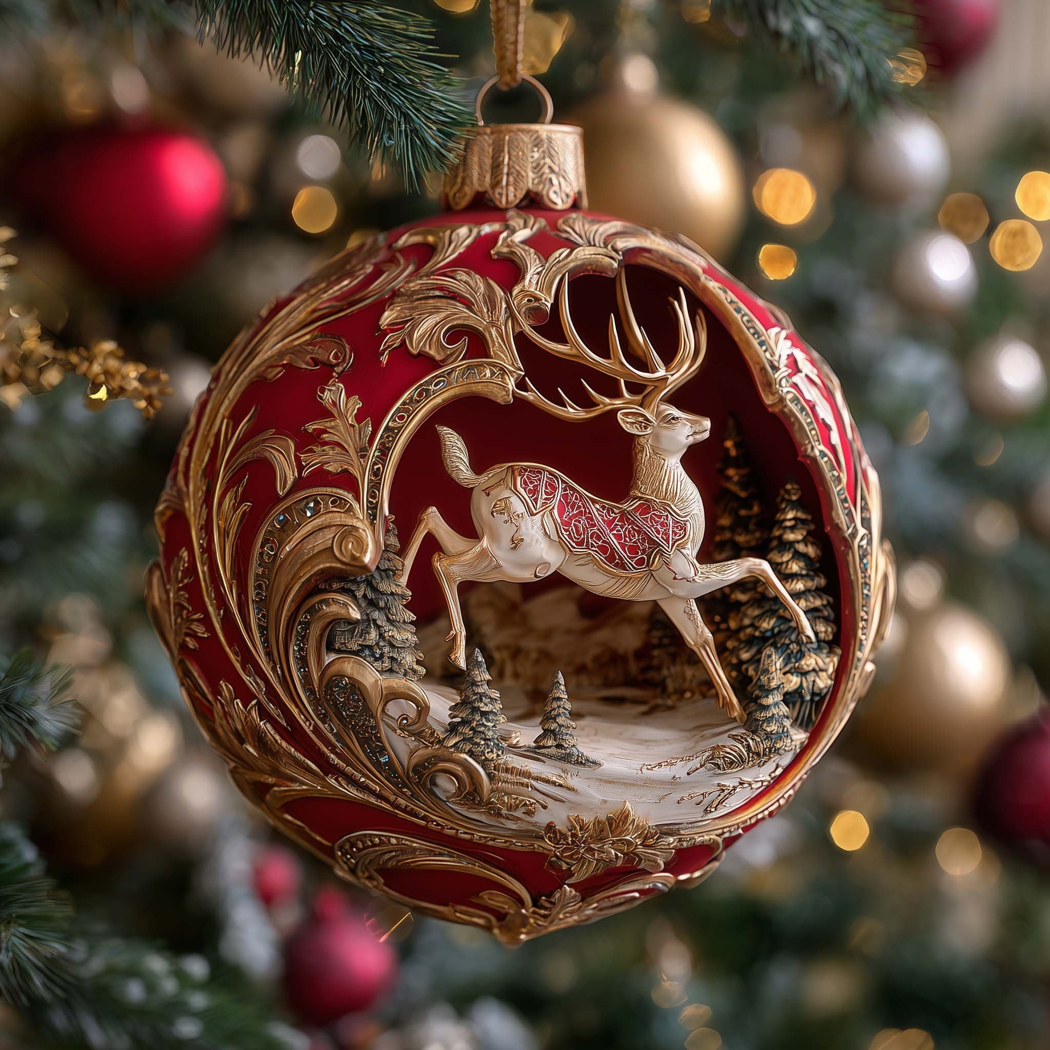 Ornate Stag Christmas Ornament