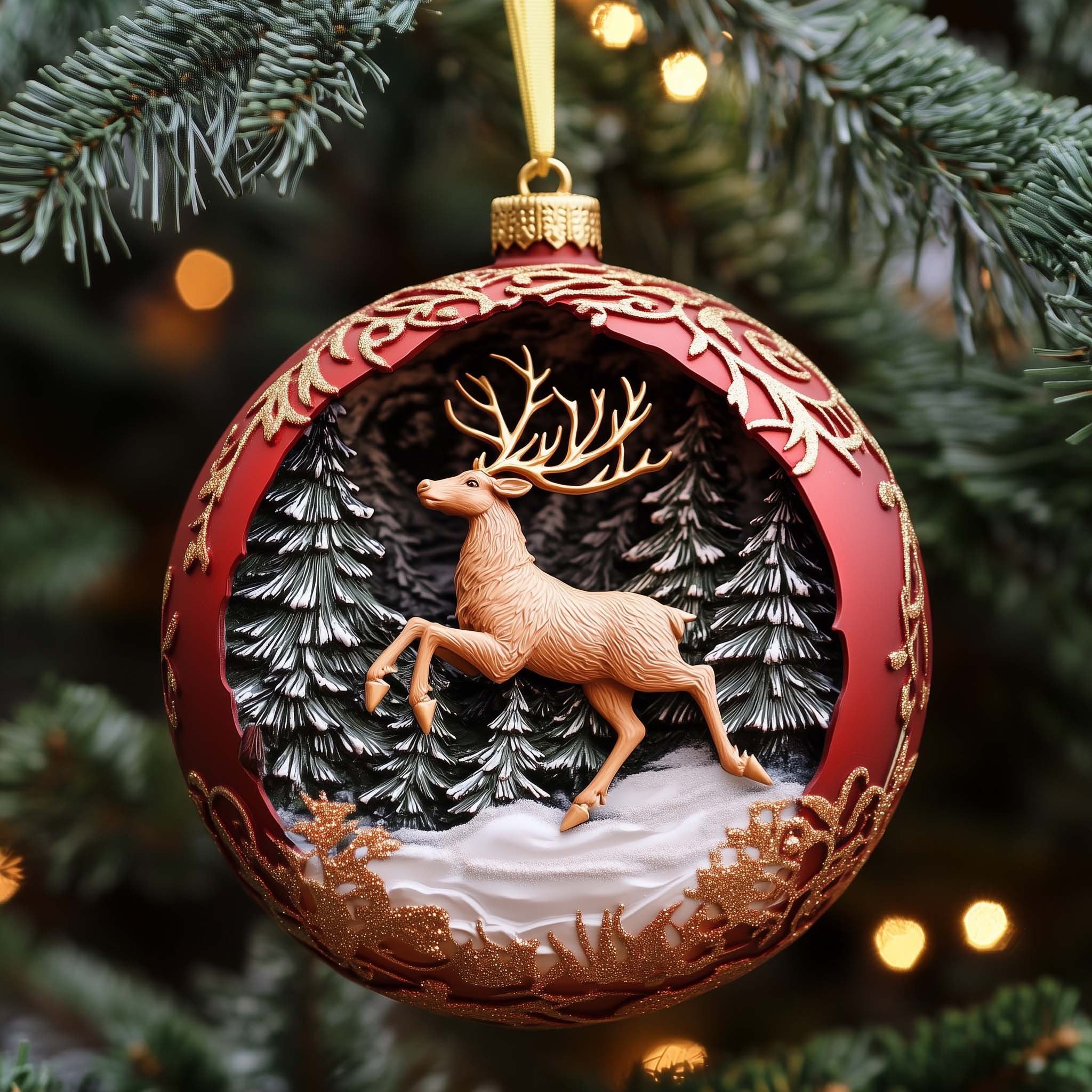 Forest Stag Christmas Ornament