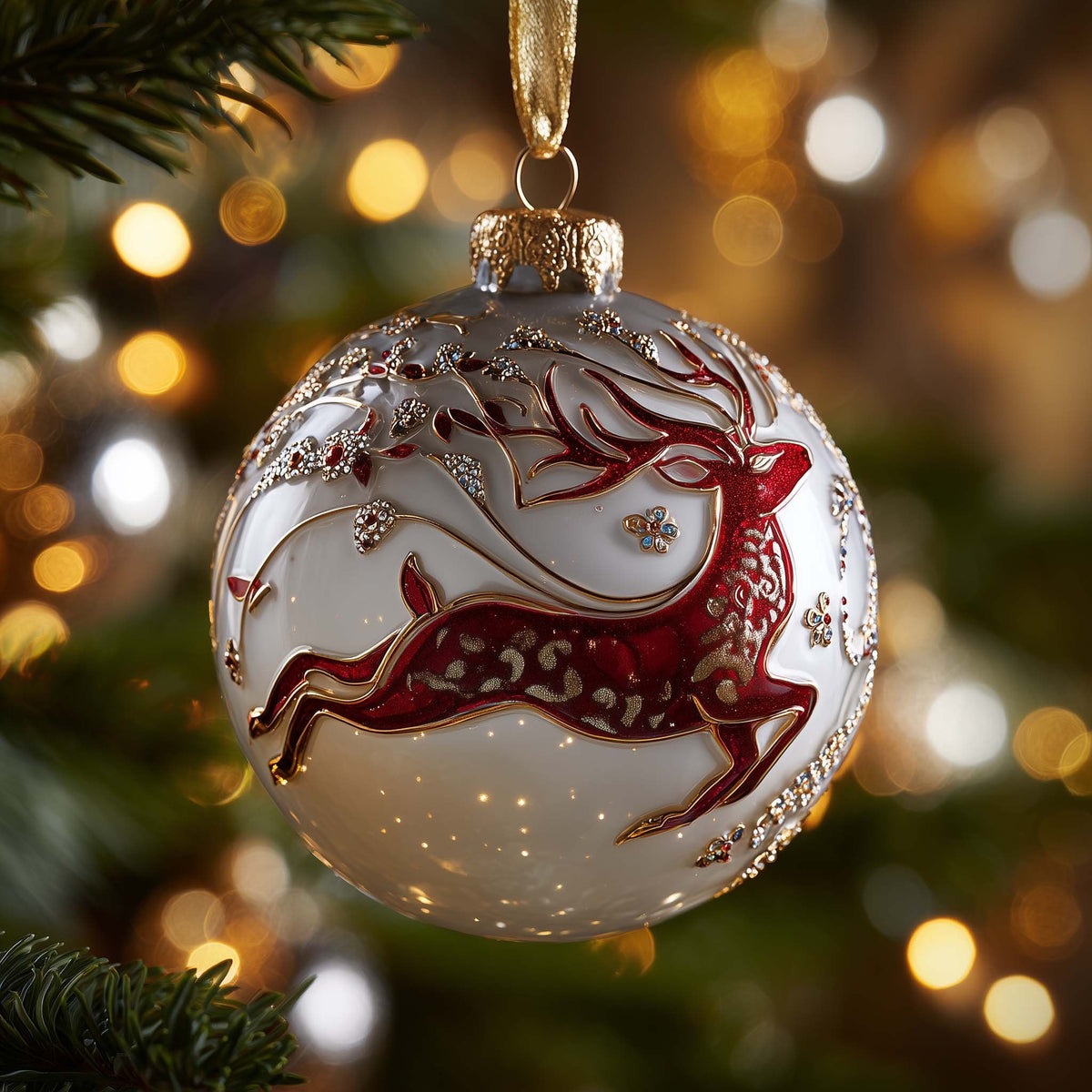 Leaping Reindeer Christmas Ornament