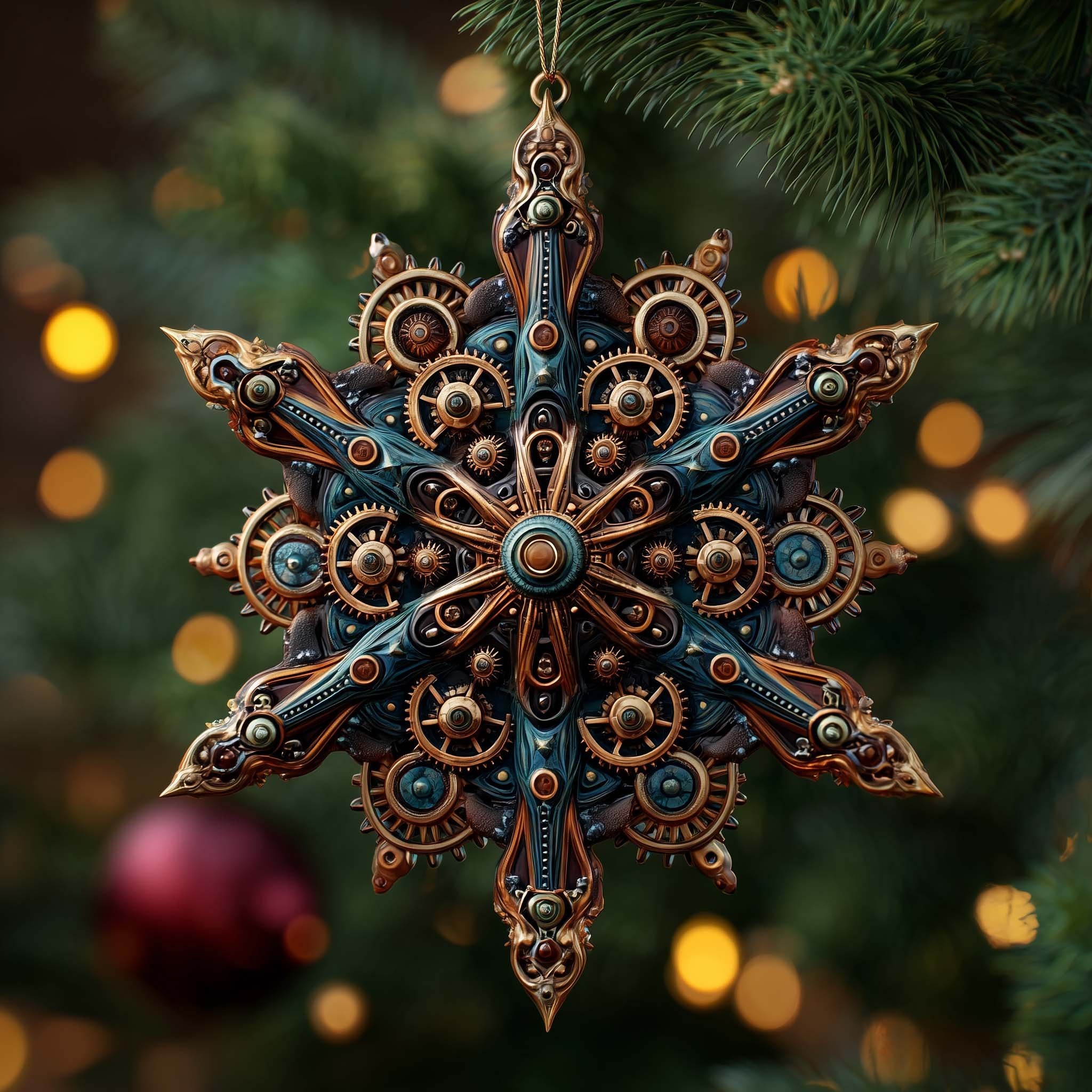 Steampunk Snowflake Christmas Ornament