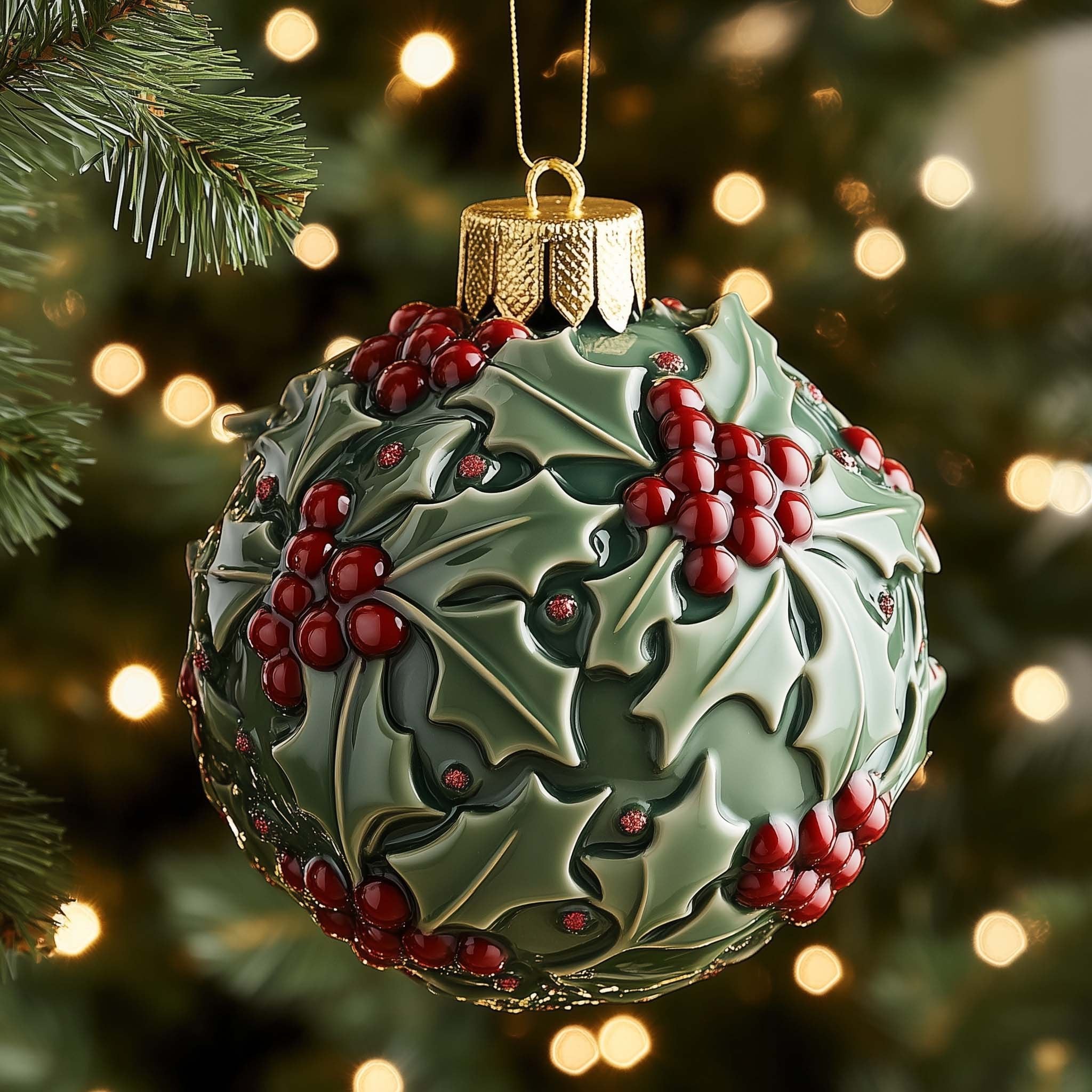 Holly Bauble Christmas Ornament