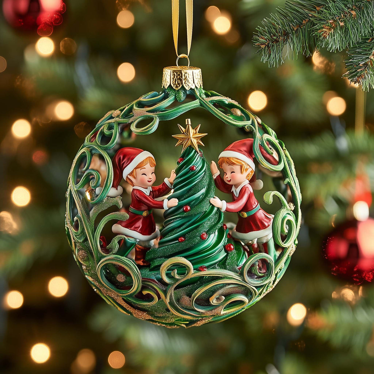 Elf Helpers Christmas Ornament
