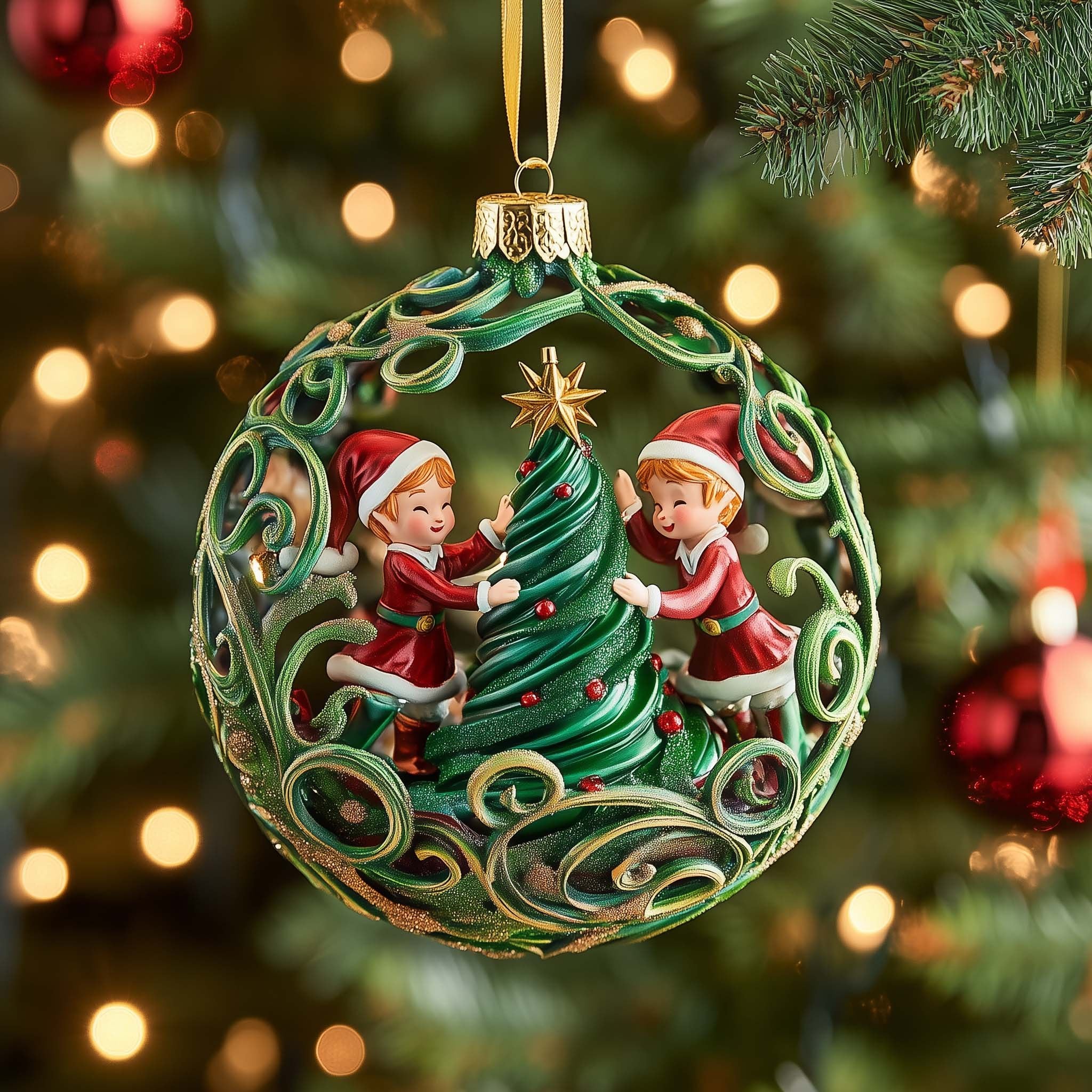 Elf Helpers Christmas Ornament