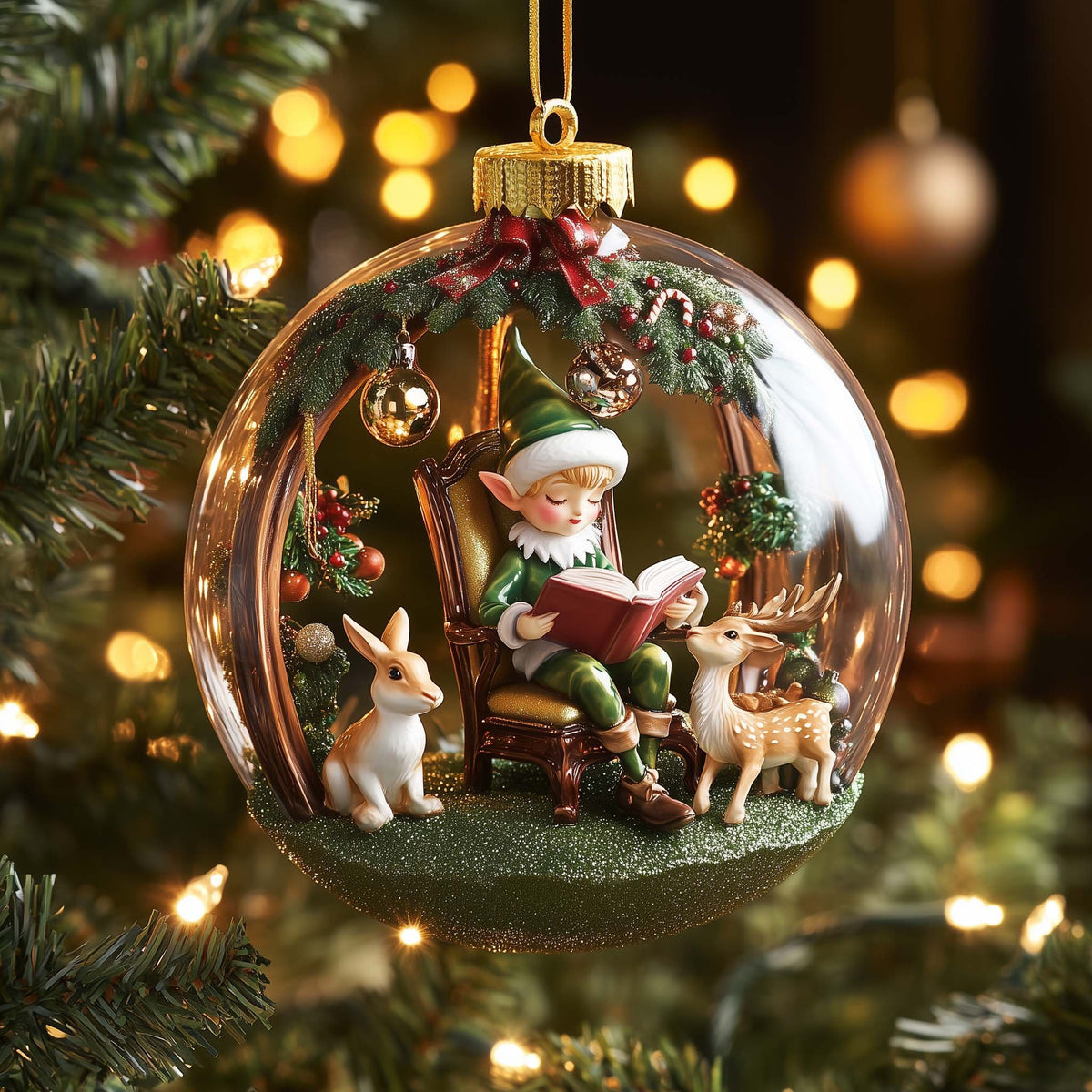 Storytime Elf Christmas Ornament