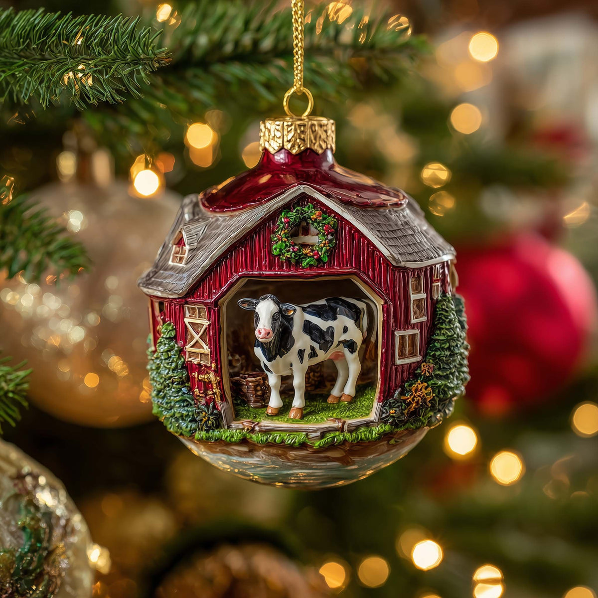 Barn Cow Christmas Ornament