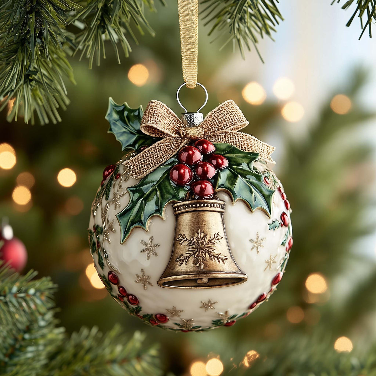Burlap Bell Christmas Ornament