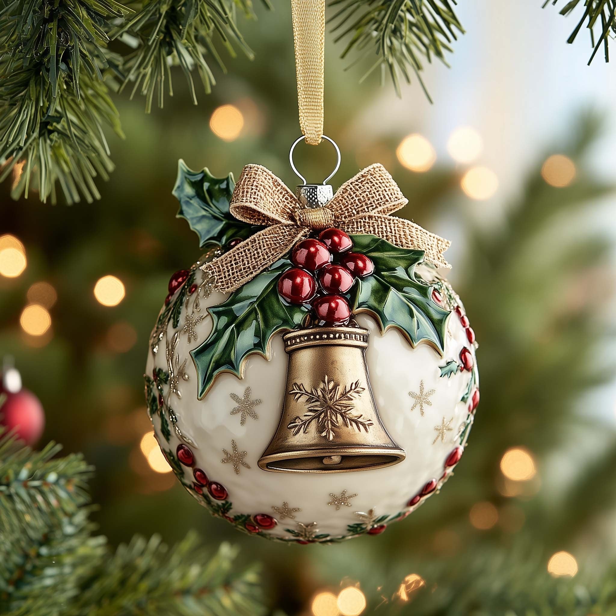 Burlap Bell Christmas Ornament