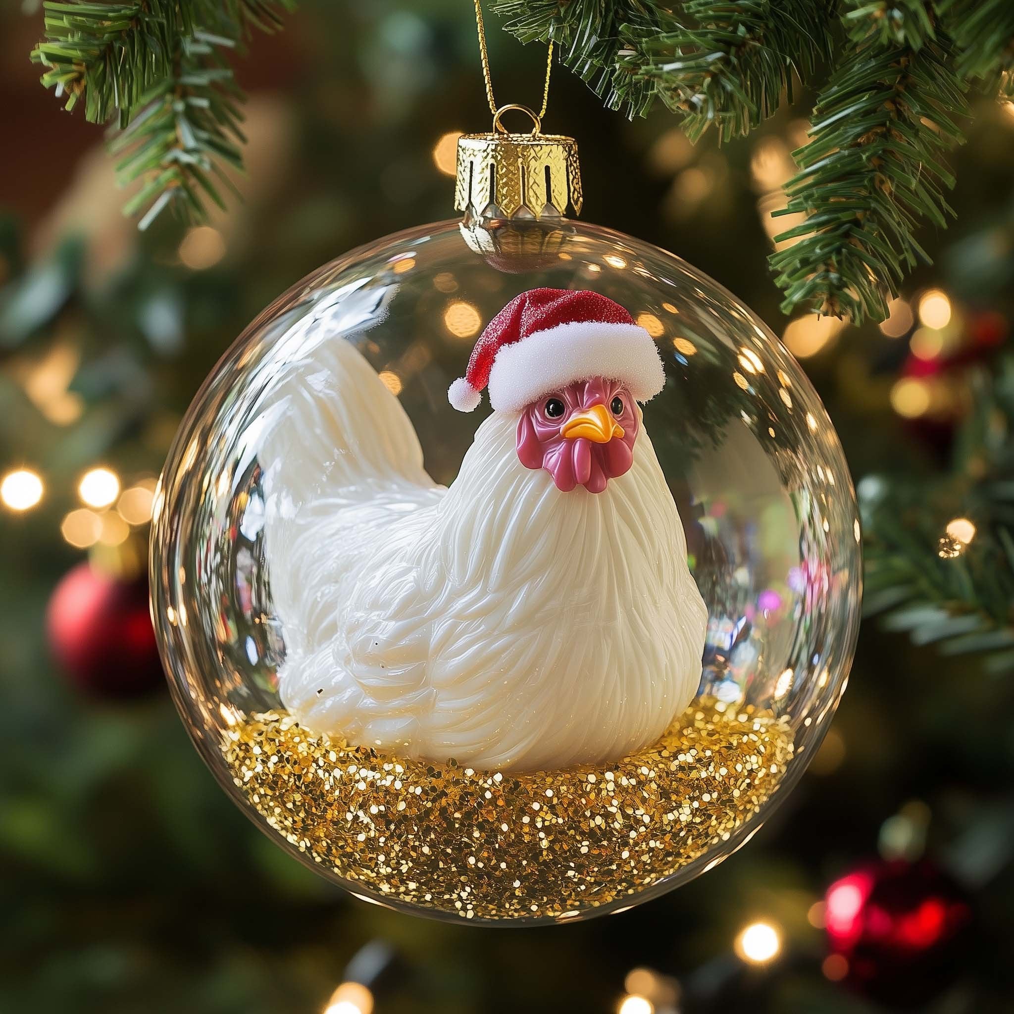 Santa Chicken Christmas Ornament