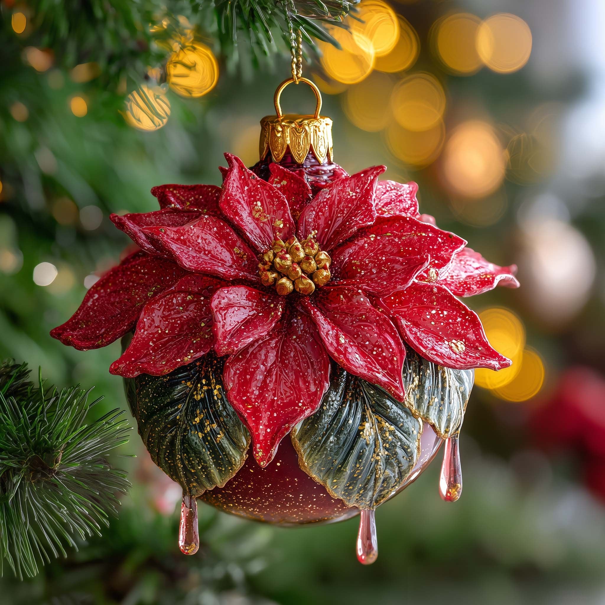 Poinsettia Bloom Christmas Ornament