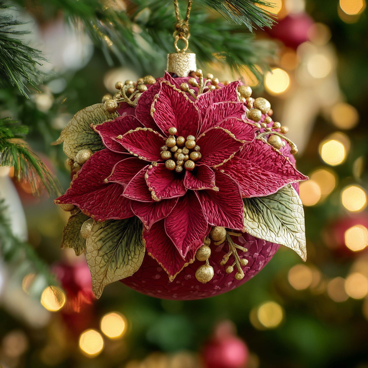 Dripping Poinsettia Christmas Ornament