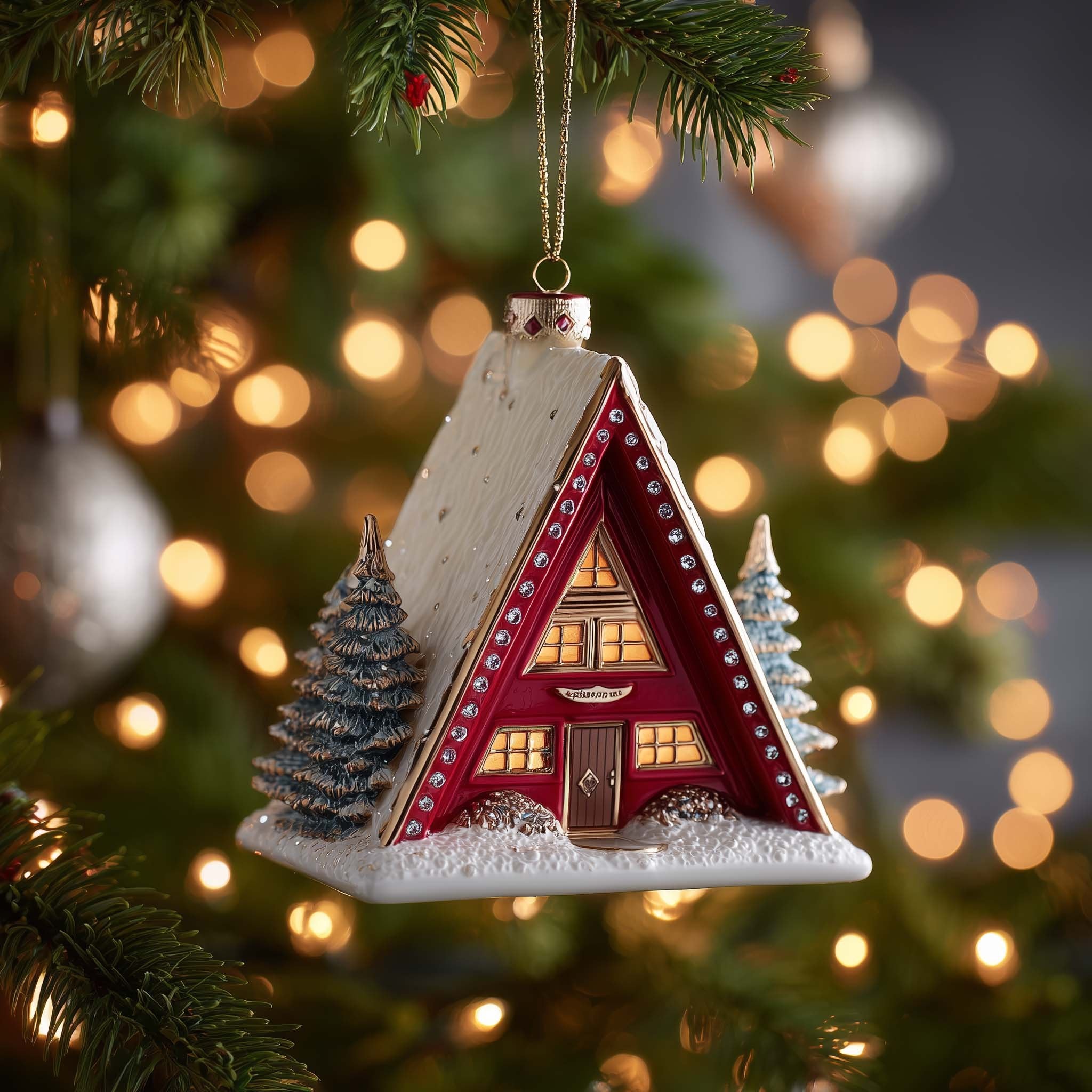 Frame Cabin Christmas Ornament