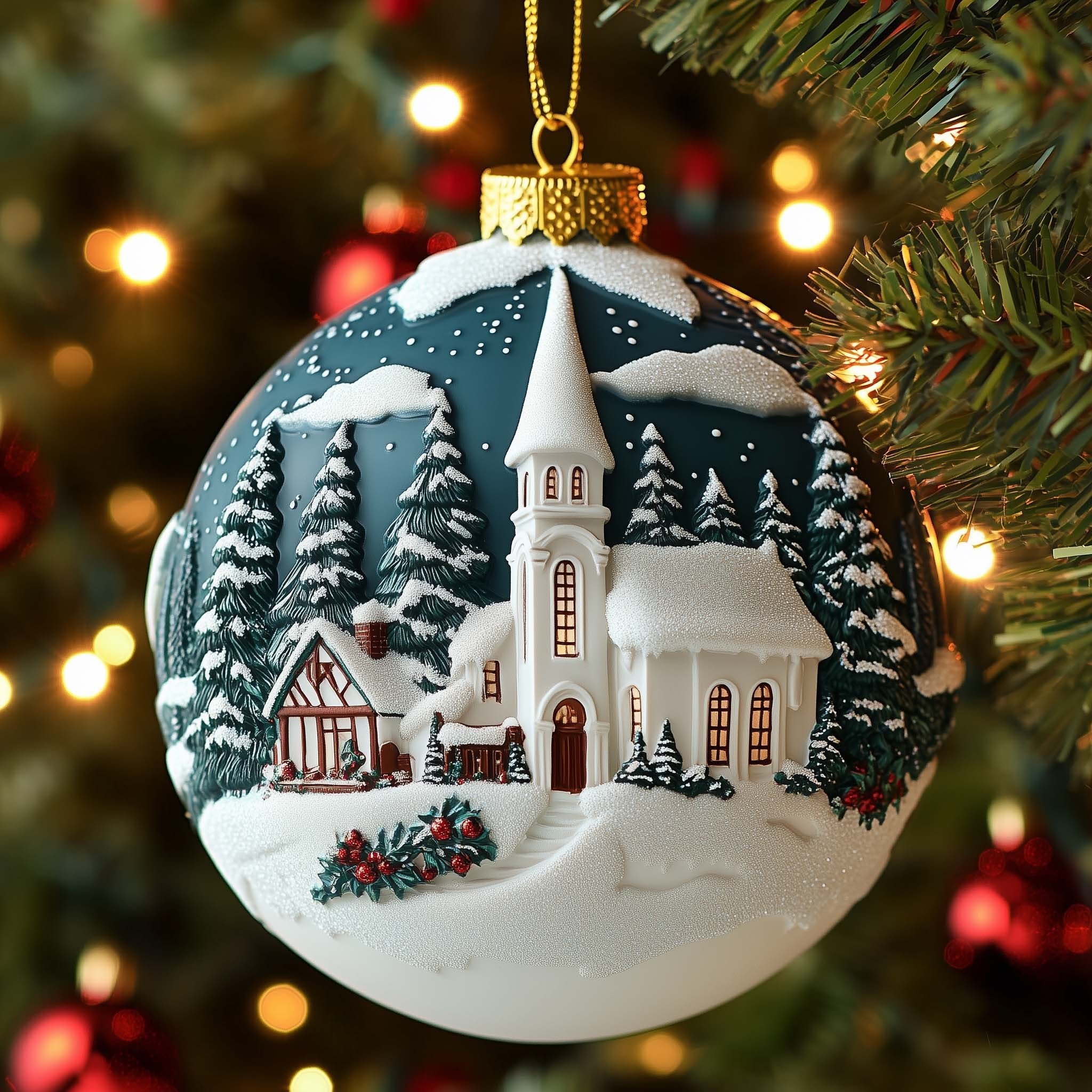 Winter Church M409 Christmas Ornament