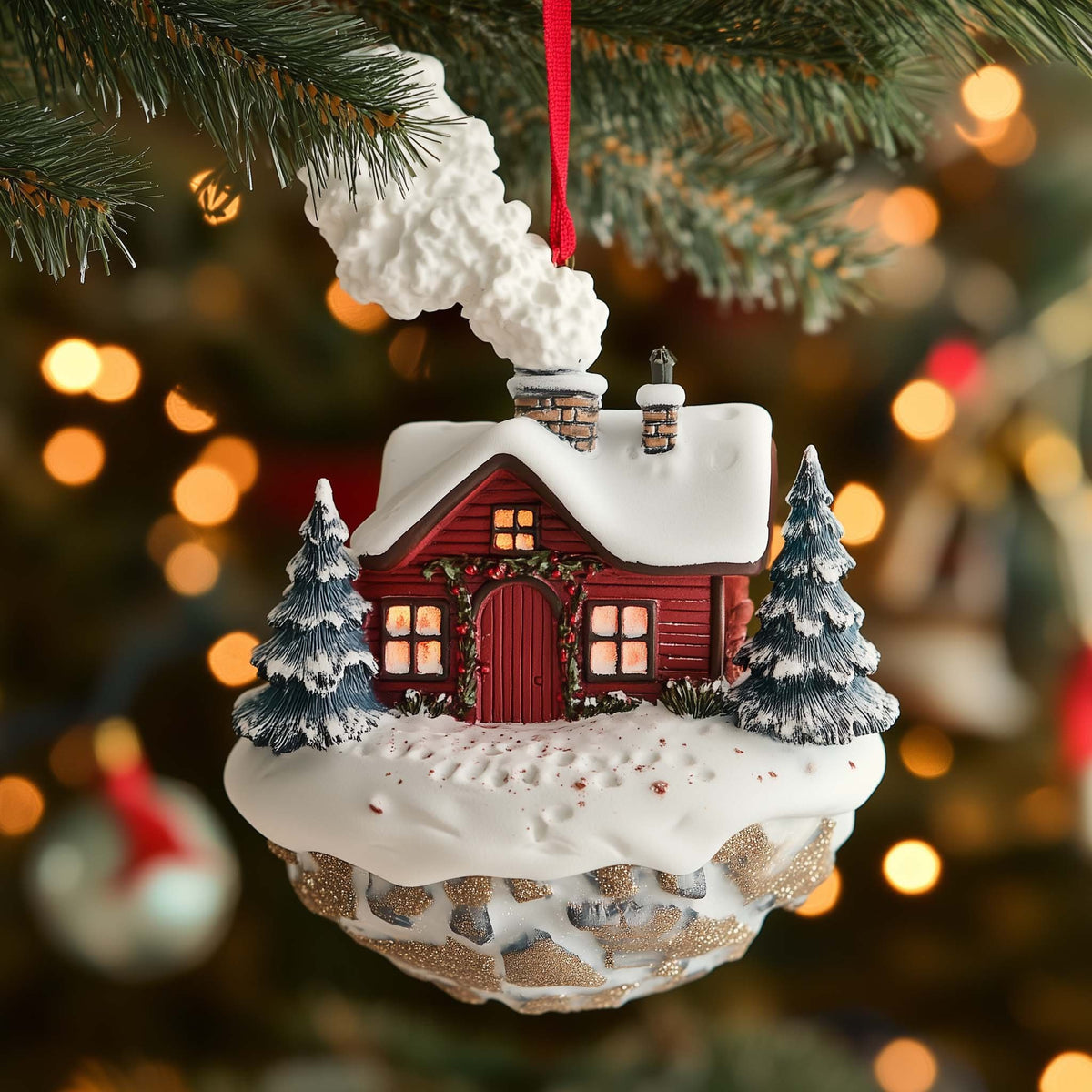 Smoky Cabin Christmas Ornament
