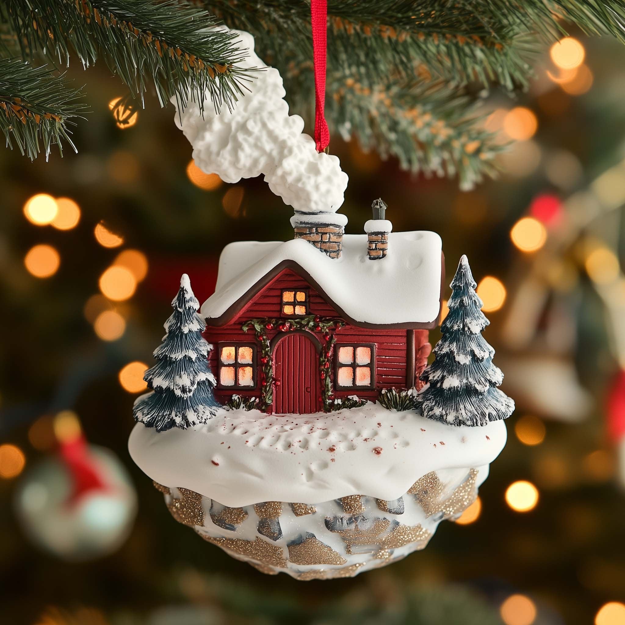 Smoky Cabin Christmas Ornament