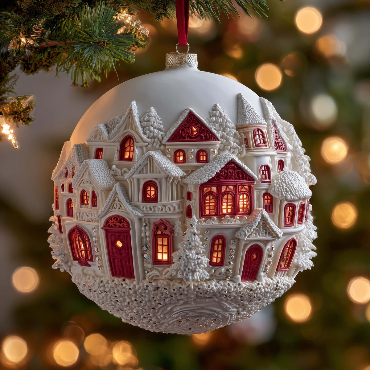 Snowy Village Christmas Ornament