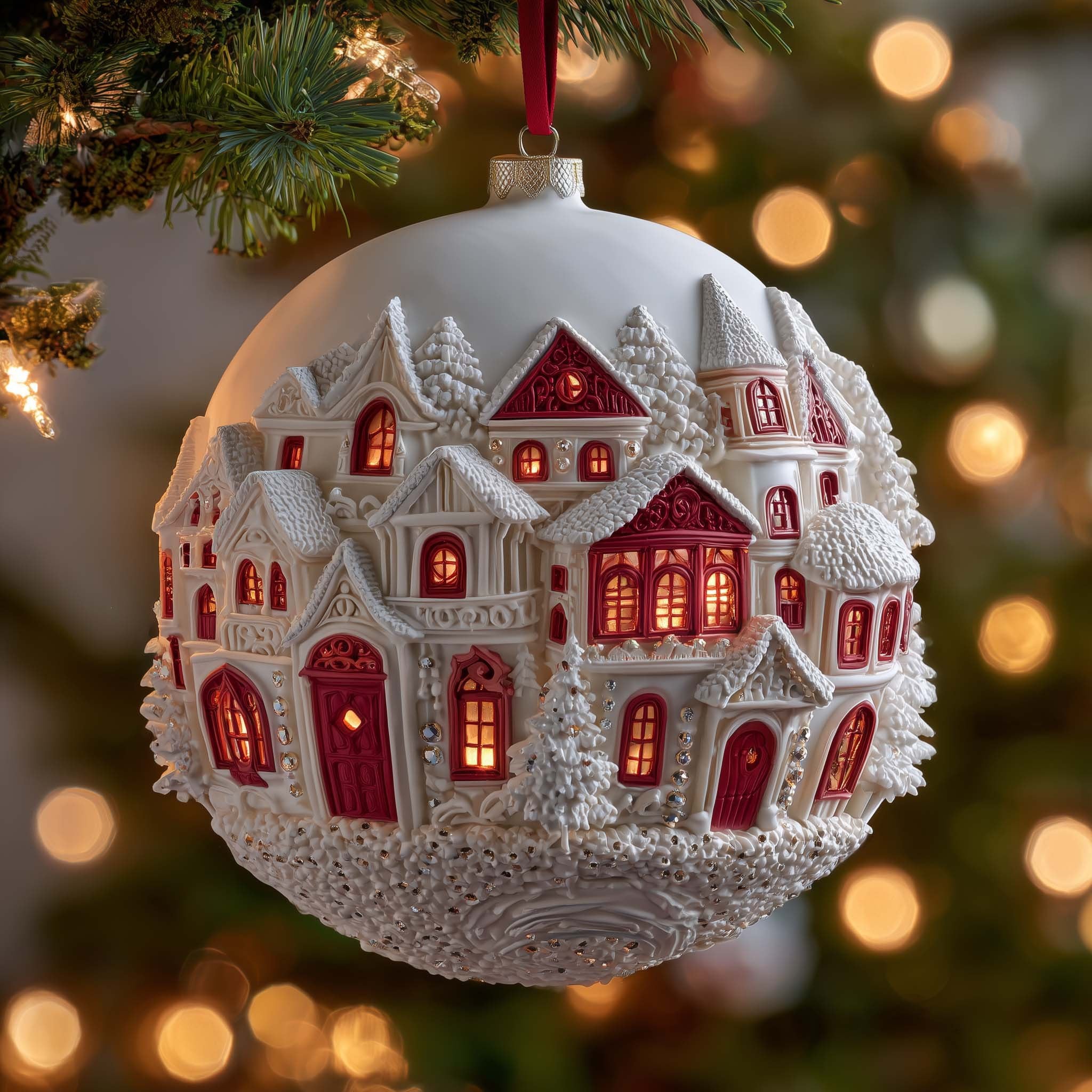Snowy Village Christmas Ornament
