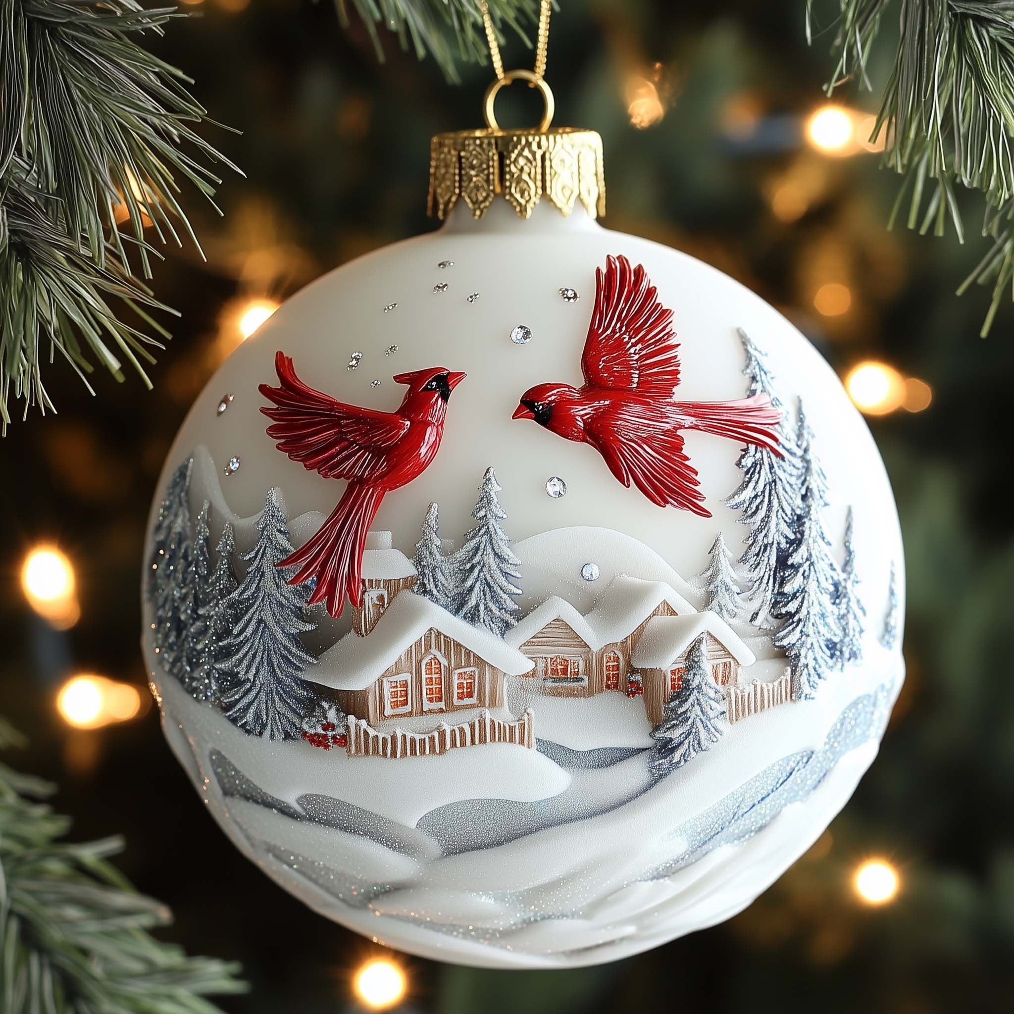 Cardinal Village Christmas Ornament