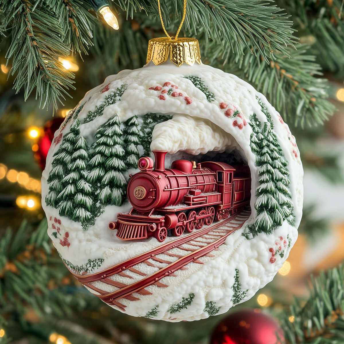 Snowy Train Christmas Ornament