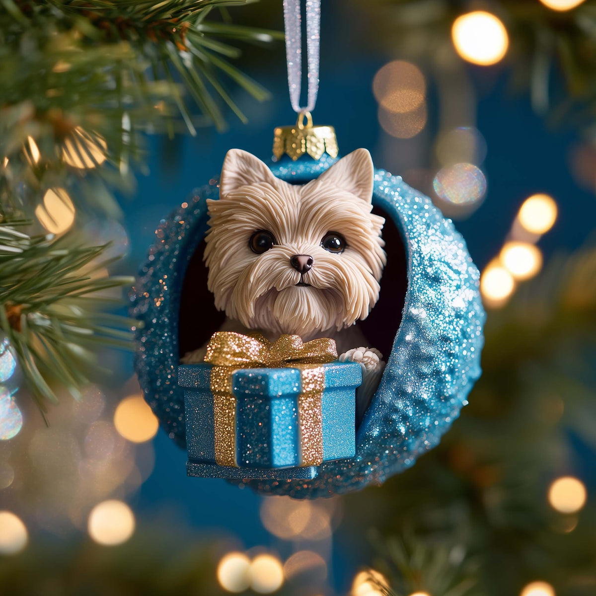 Yorkie Gift Christmas Ornament