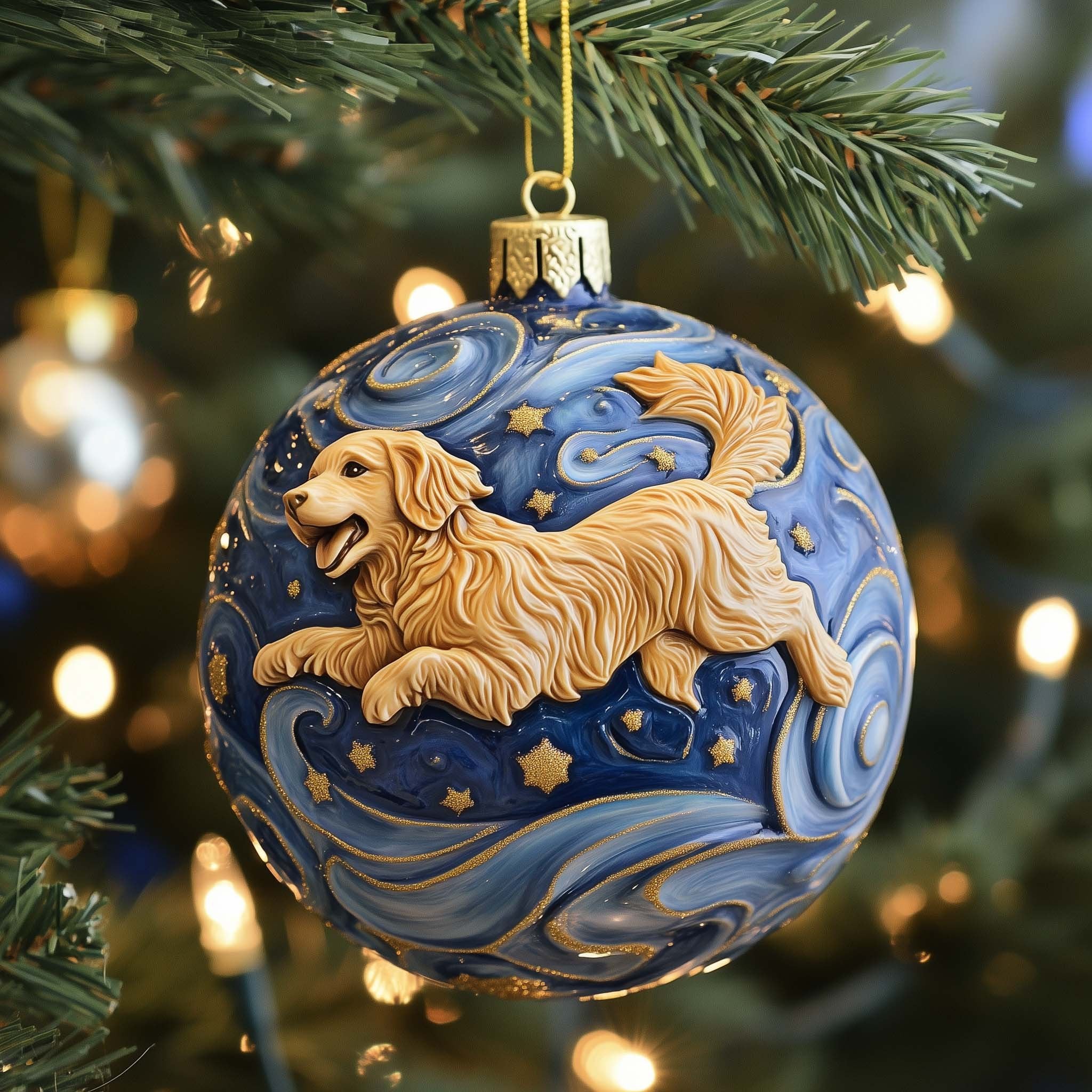 Flying Golden Christmas Ornament