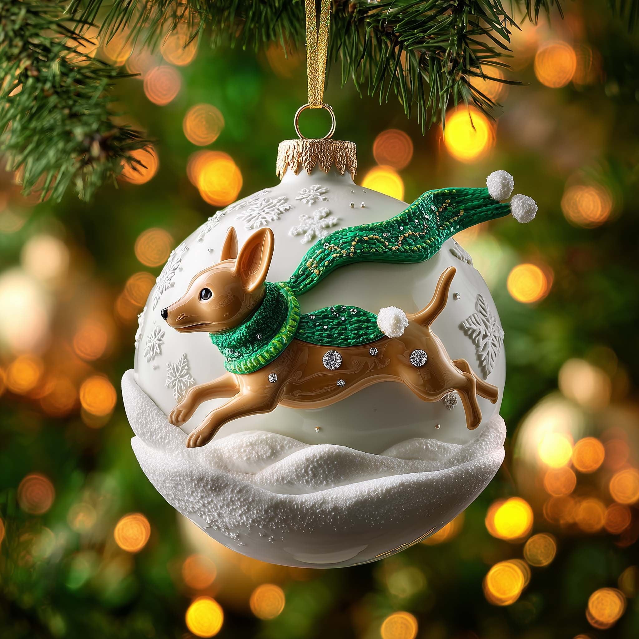 Dachshund Scarf Christmas Ornament