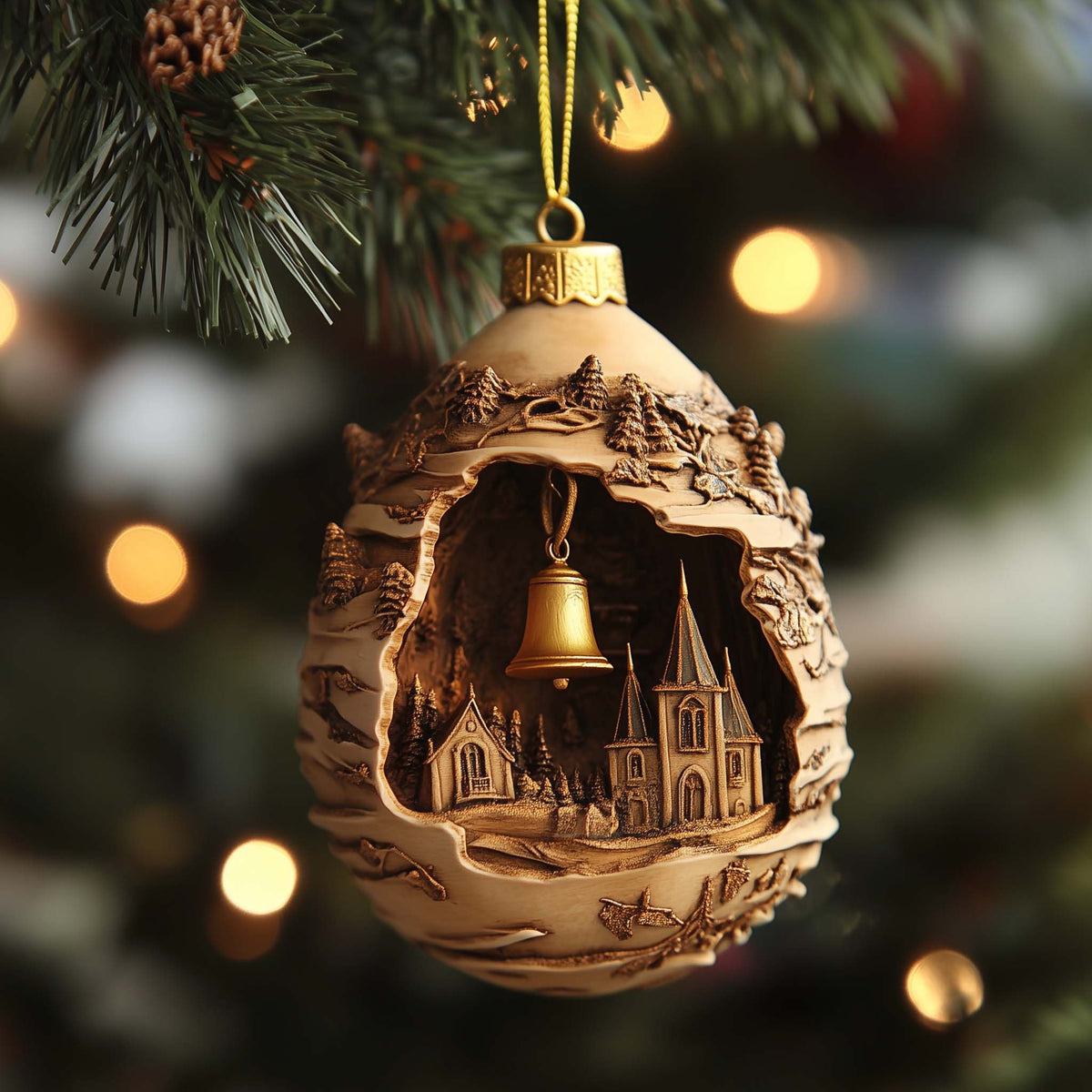 Village Diorama Christmas Ornament