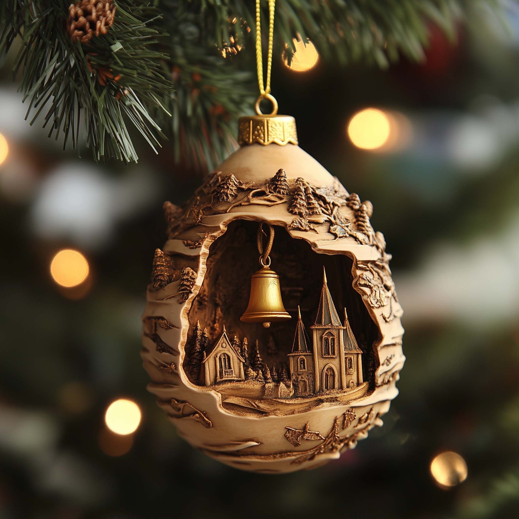 Village Diorama Christmas Ornament