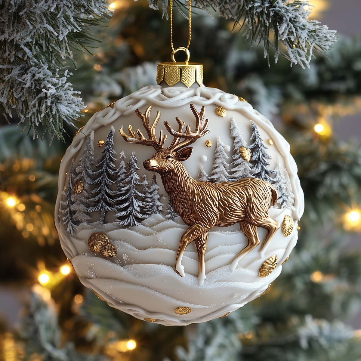 Golden Reindeer M435 Christmas Ornament