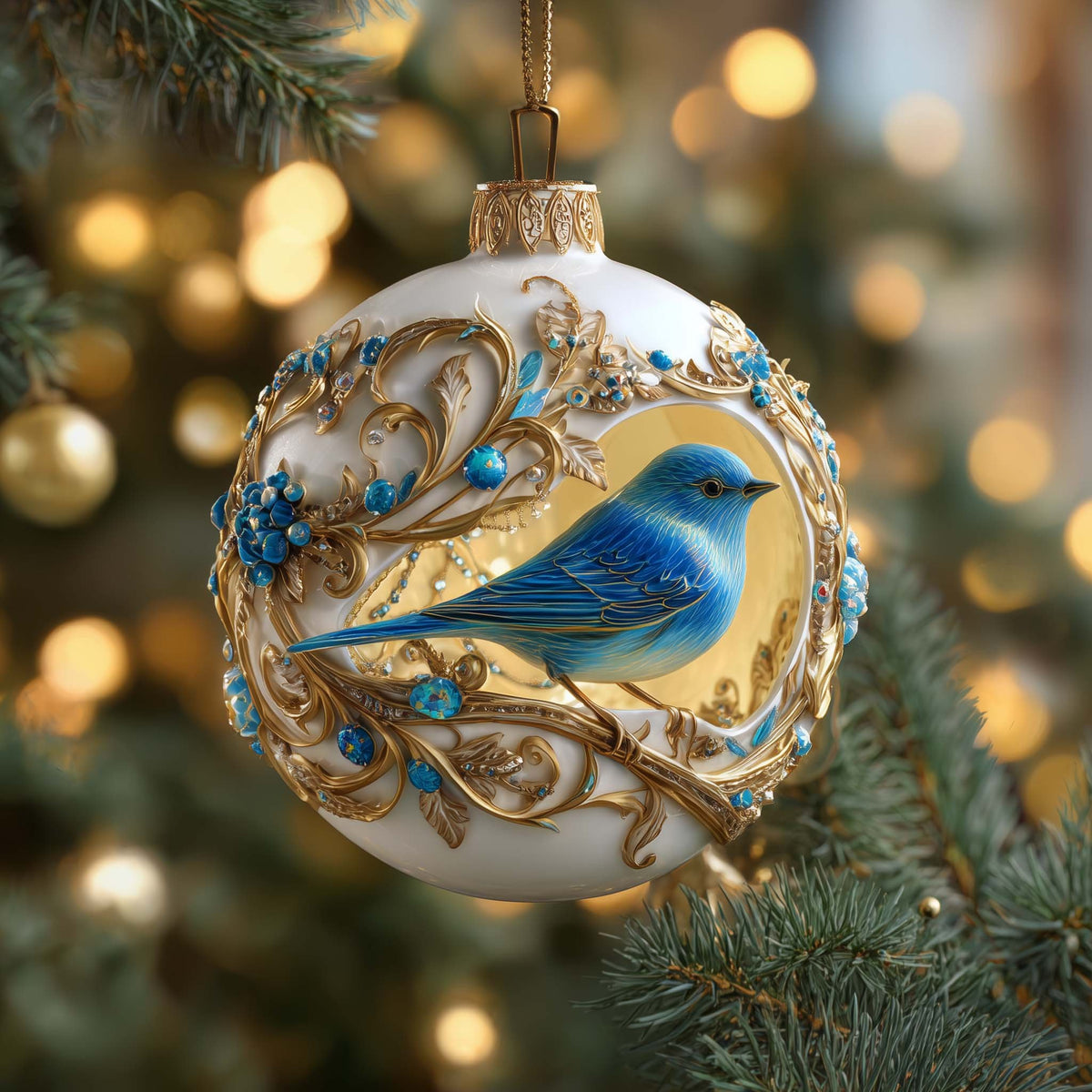 Jeweled Bird Christmas Ornament