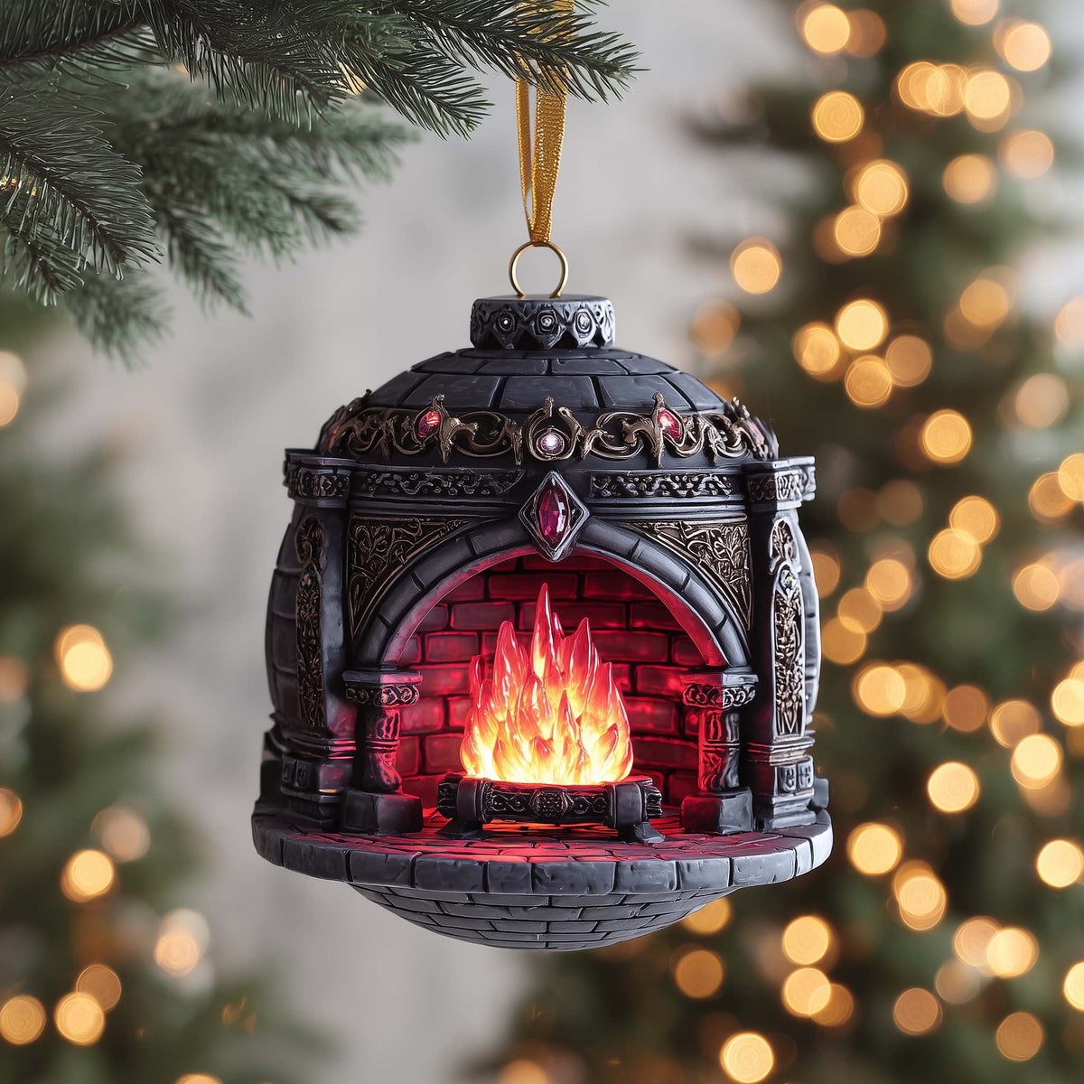 Ruby Fireplace Christmas Ornament