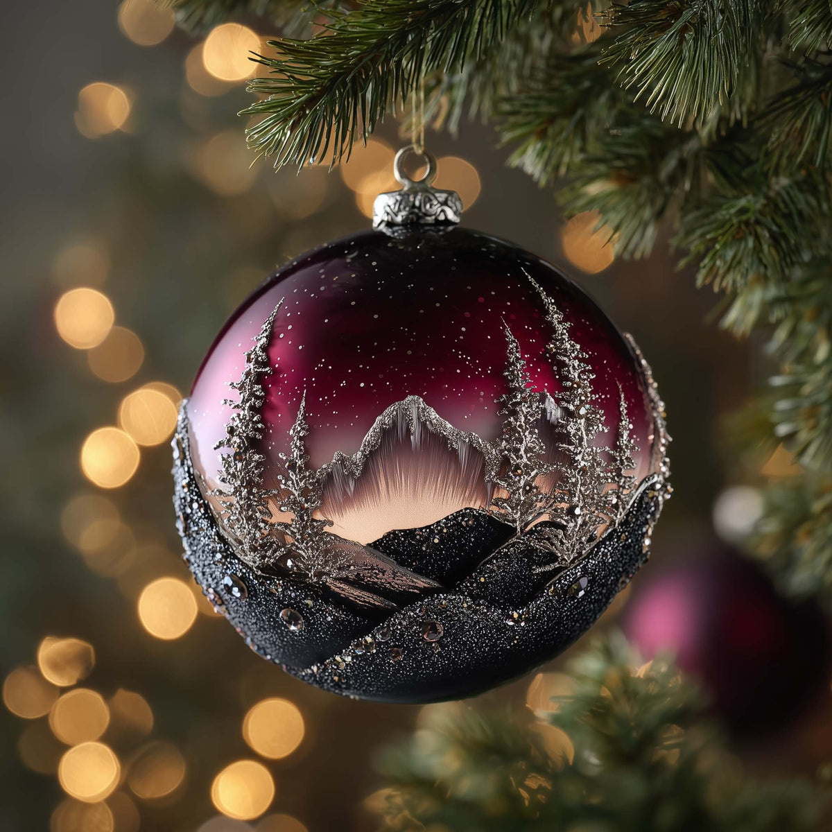Purple Mountain Christmas Ornament