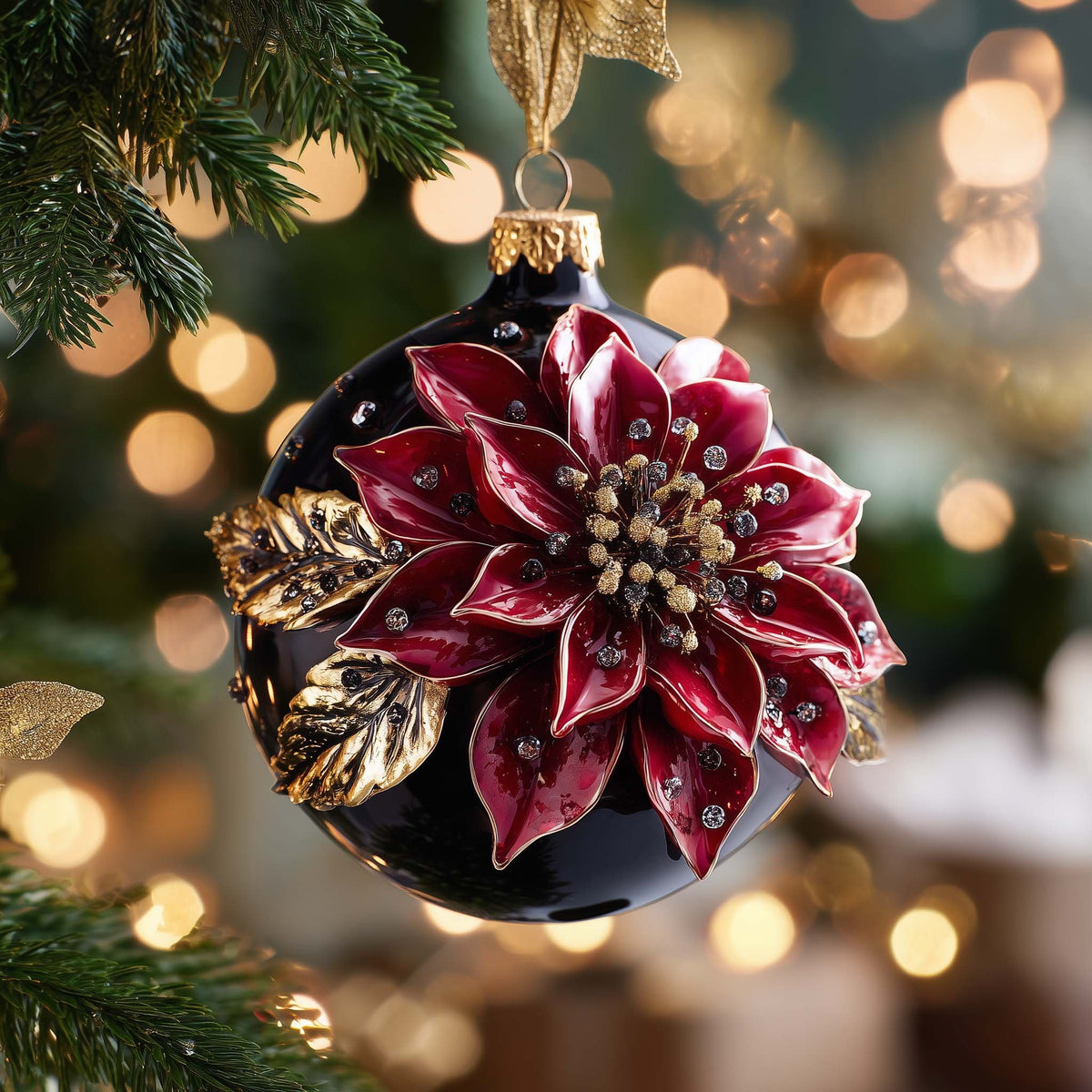 Royal Poinsettia Christmas Ornament