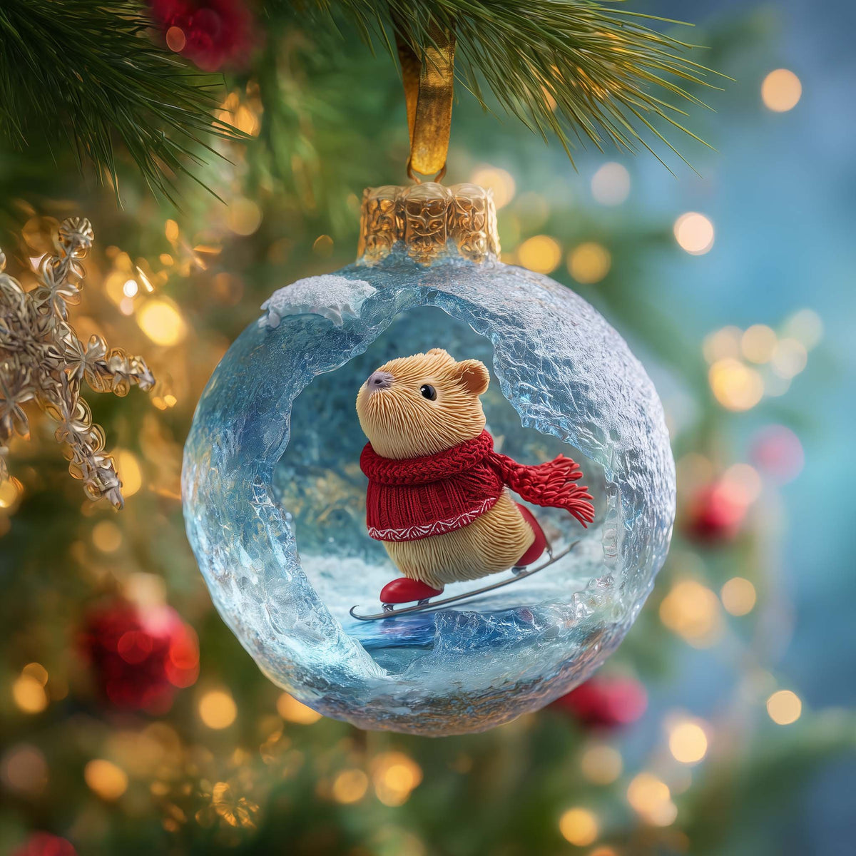 White Capybara Christmas Ornament