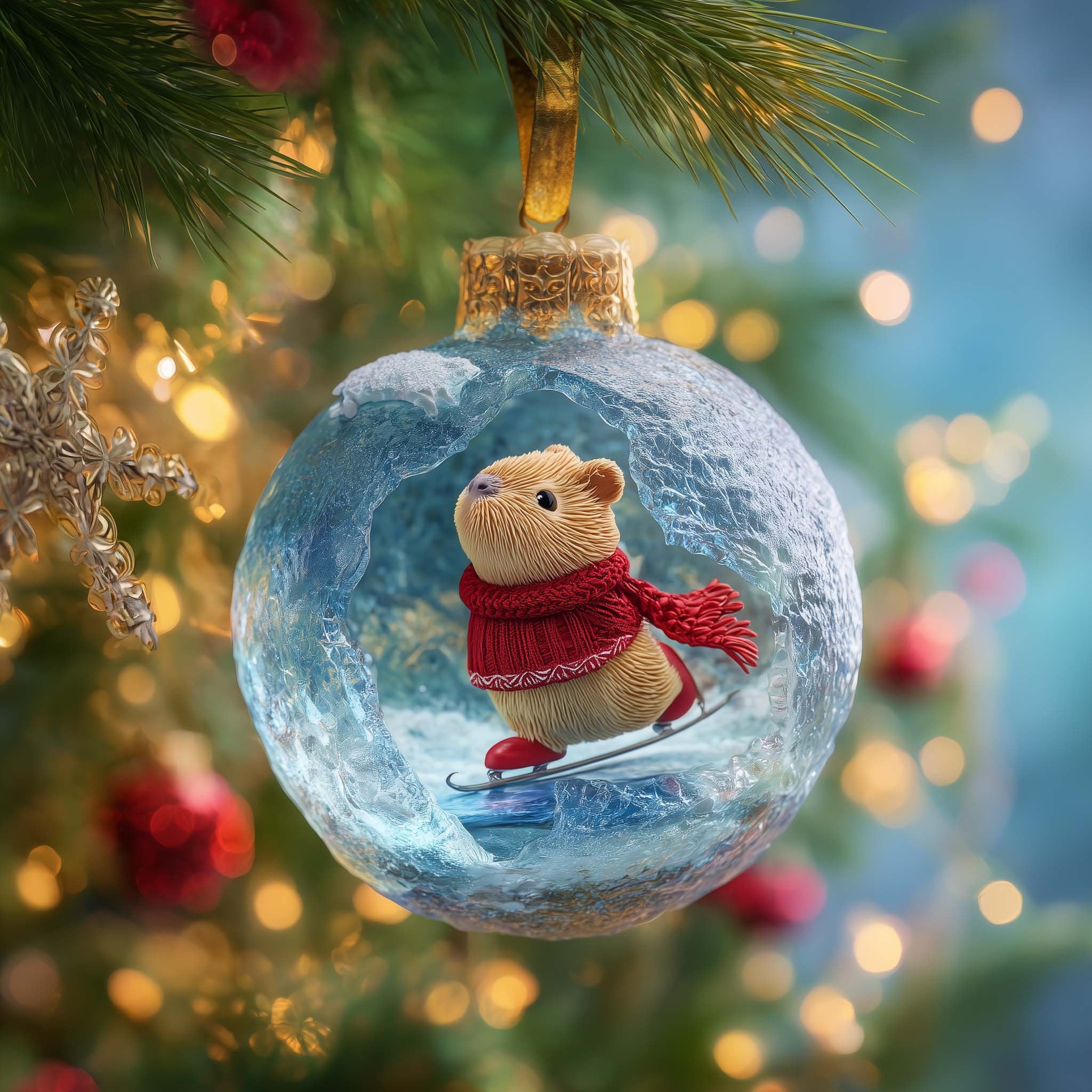 White Capybara Christmas Ornament