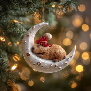 Moon Capybara Christmas Ornament - Made to Order Gift