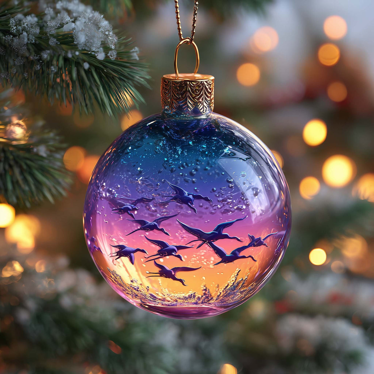 Purple Sunset Christmas Ornament