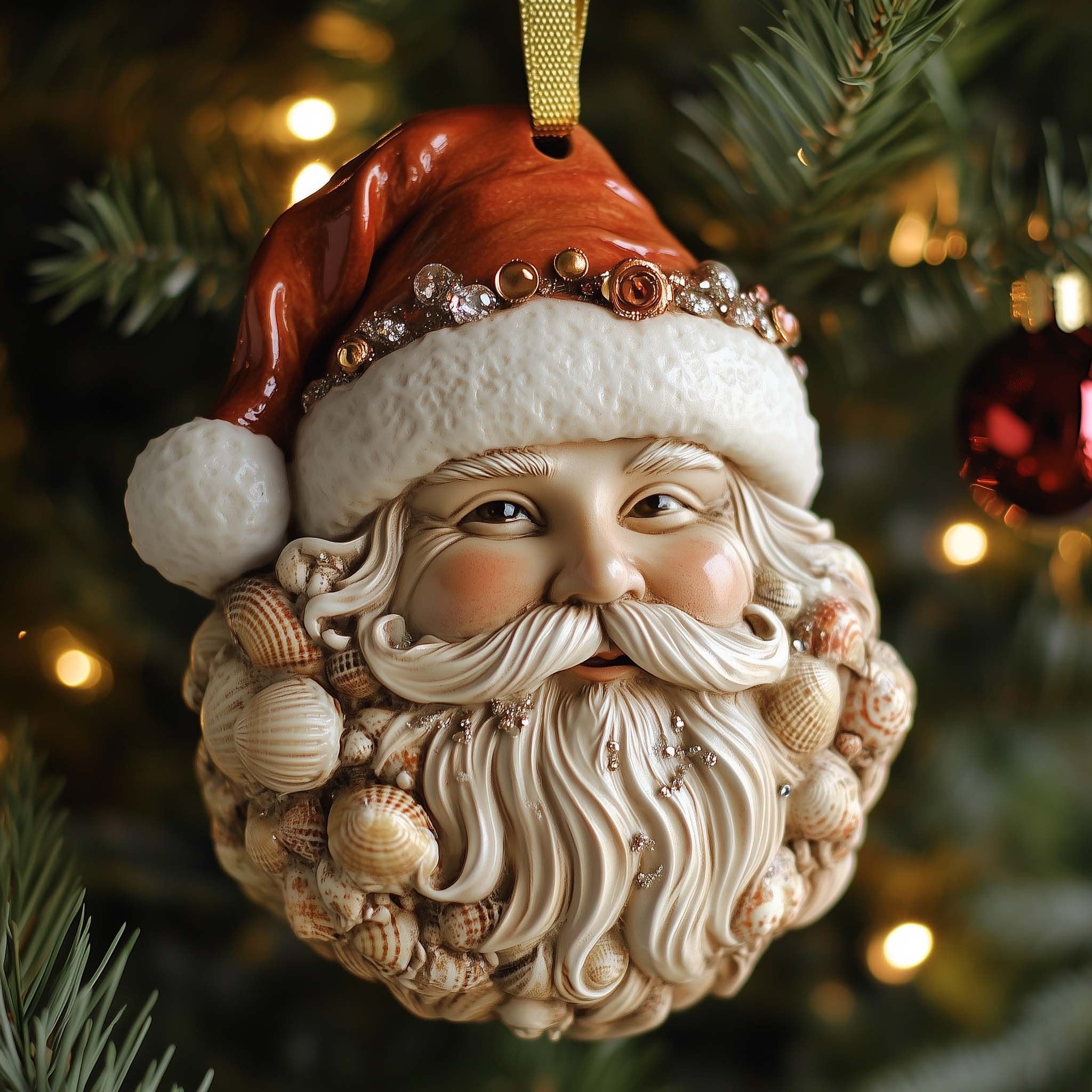 Seashell Beard Santa Christmas Ornament