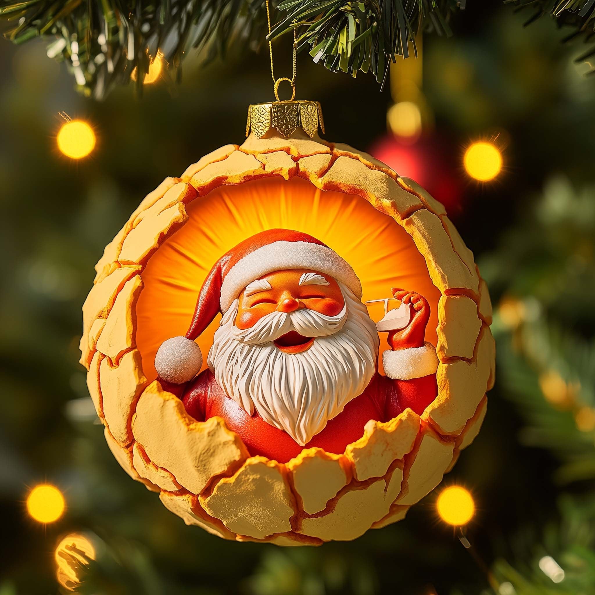 Cracked Santa Christmas Ornament