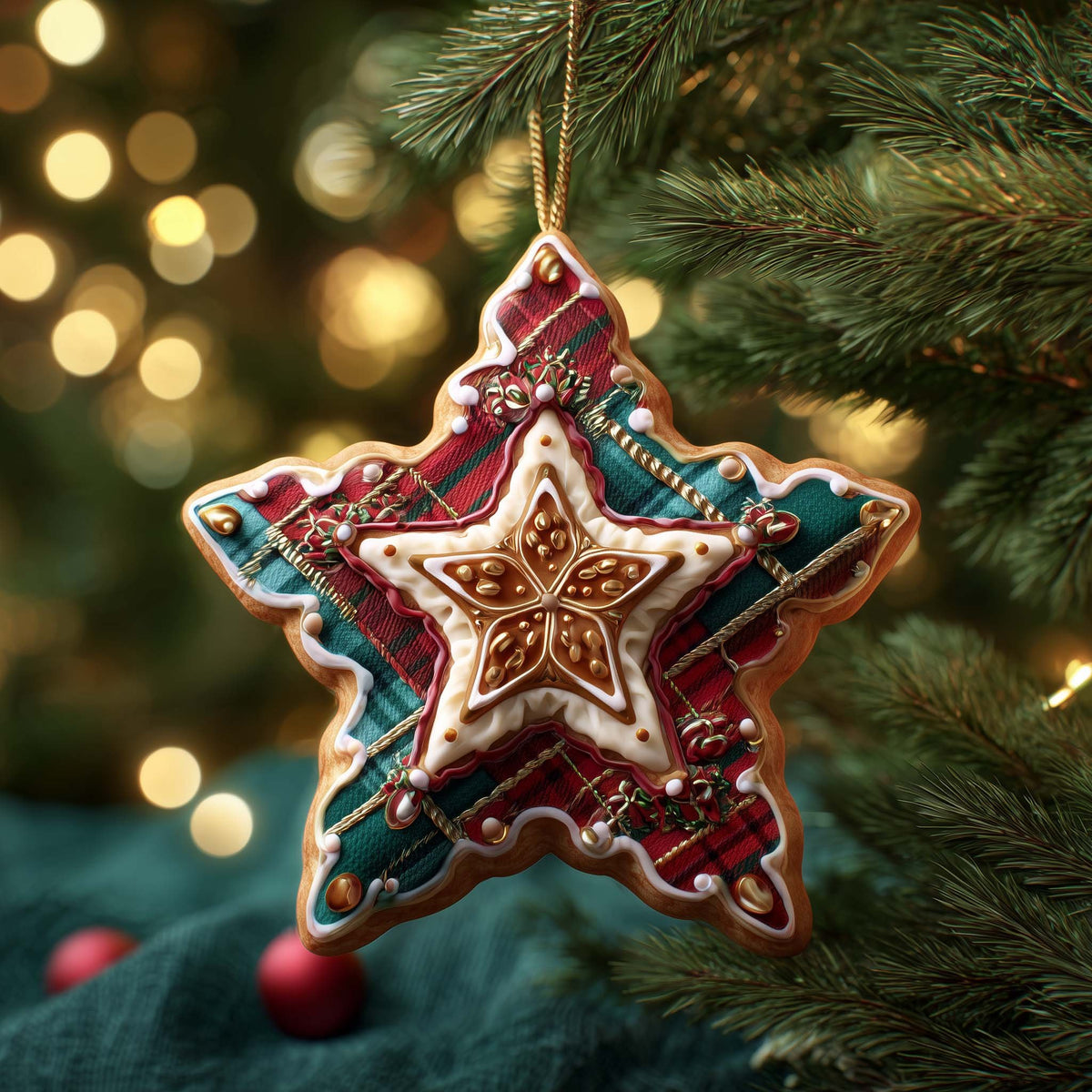 Plaid Star Christmas Ornament